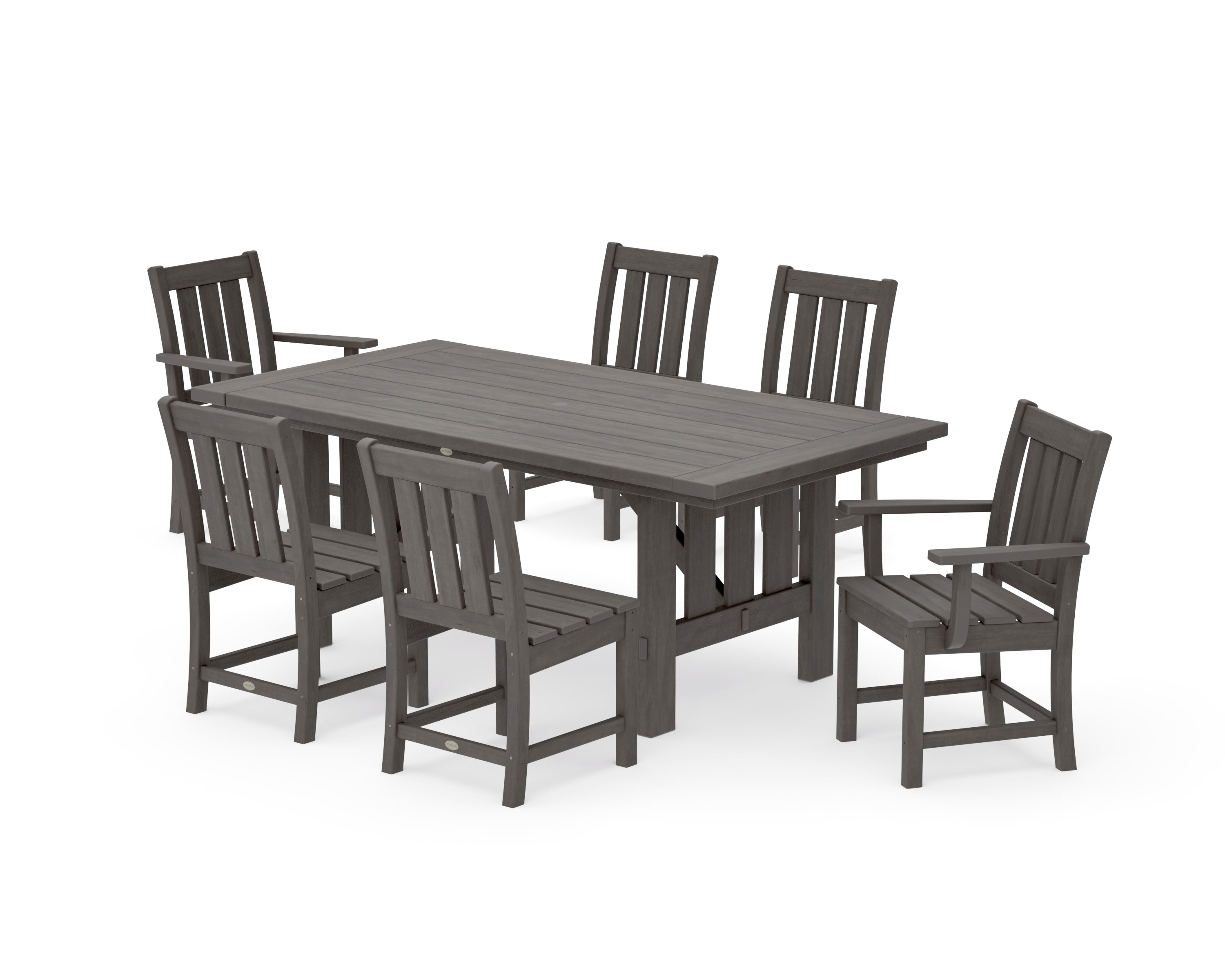 Oxford 7-Piece Dining Set with Mission Table in Driftwood