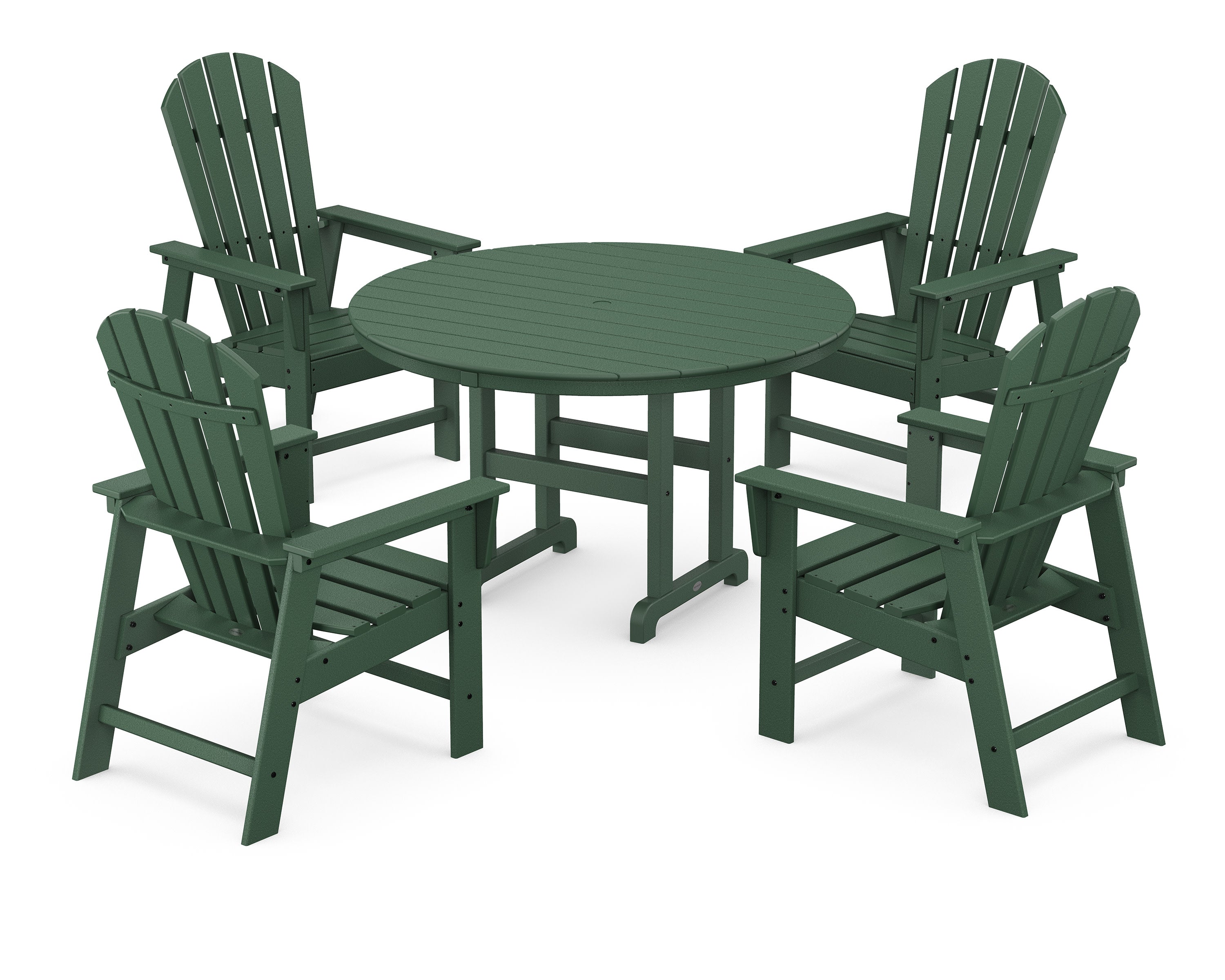 South Beach 5-Piece Round Farmhouse Dining Set in Green