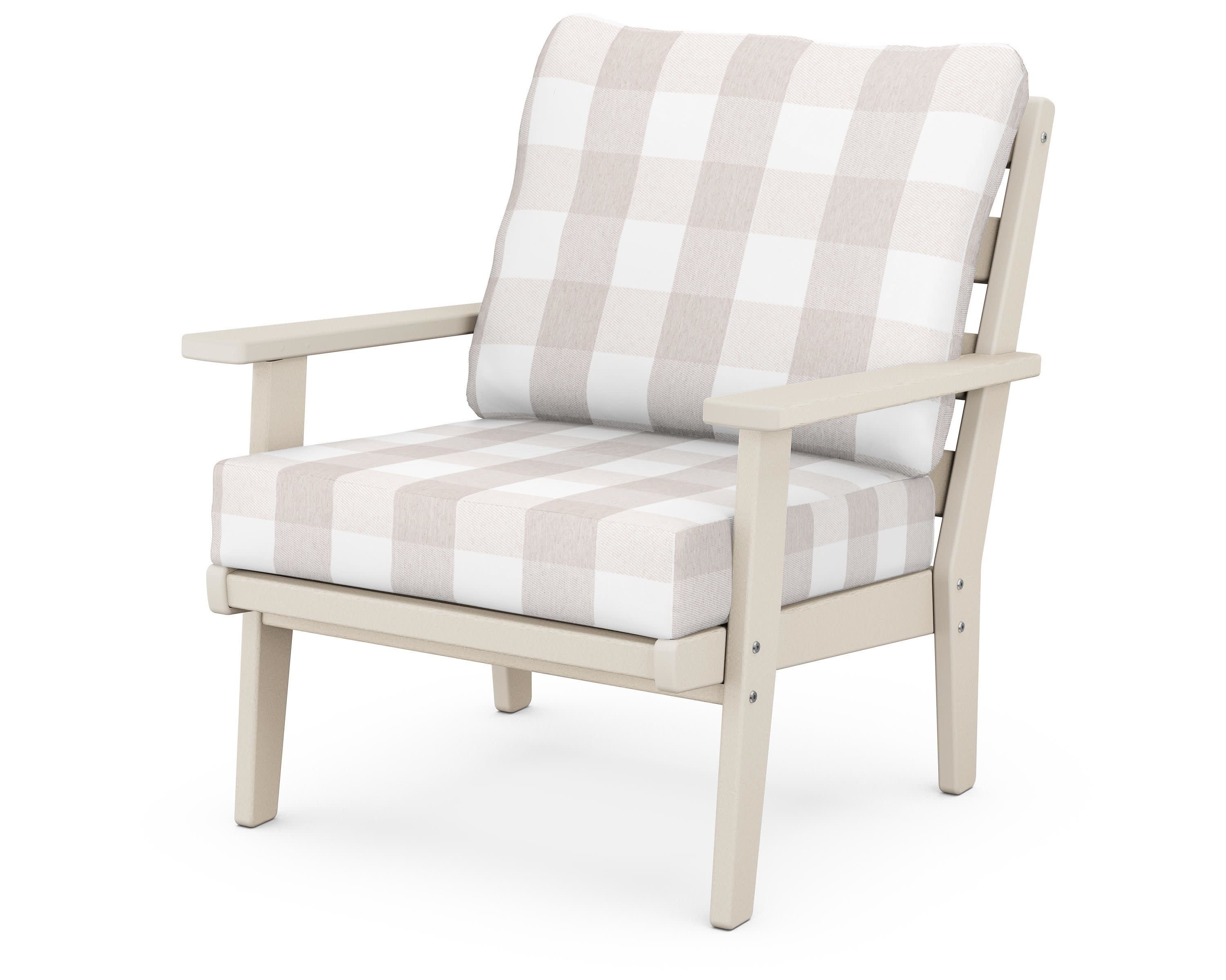 Grant Park Deep Seating Chair in Sand / Buffalo Plaid Dune Burlap