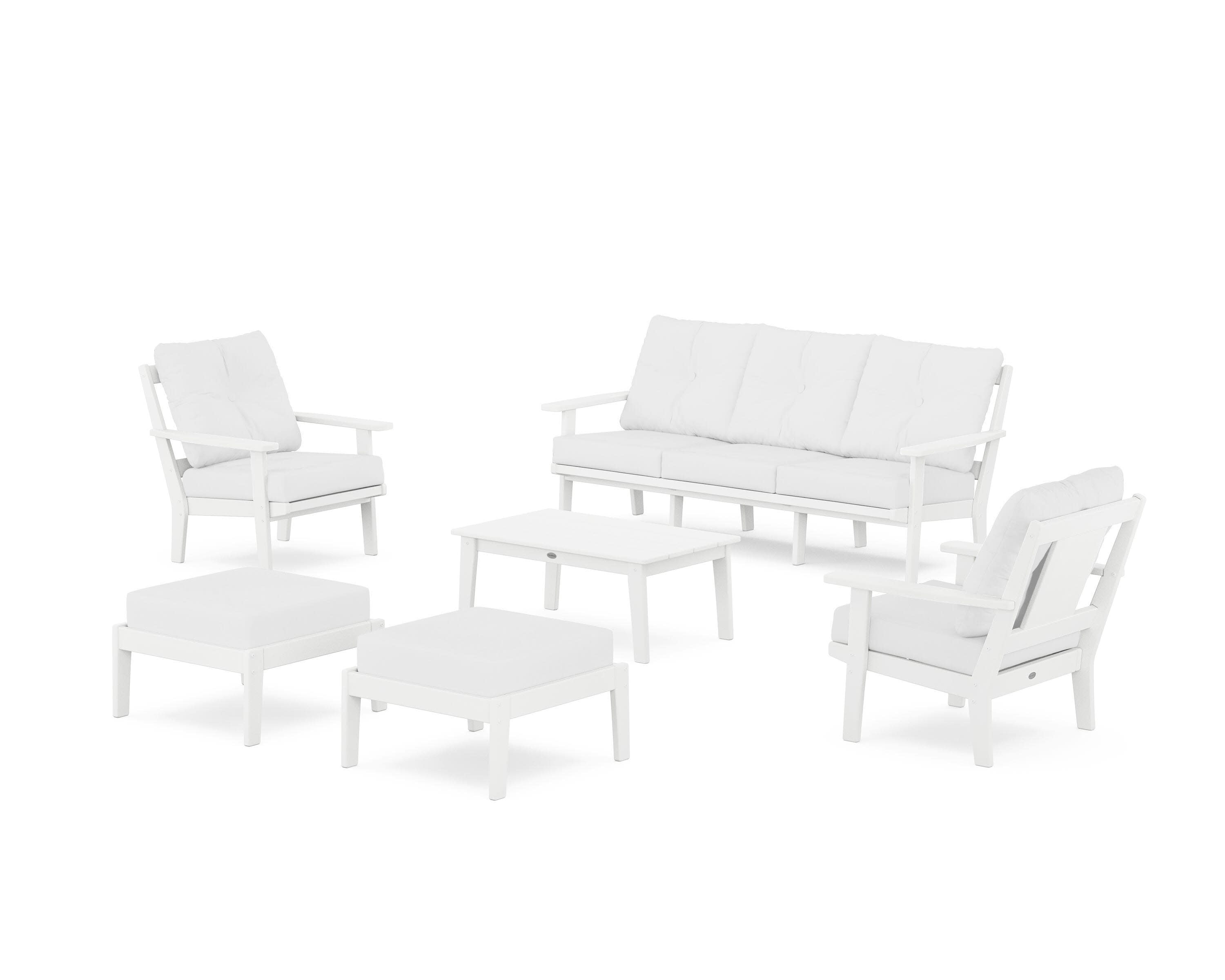 Prairie 6-Piece Lounge Sofa Set in White / Natural