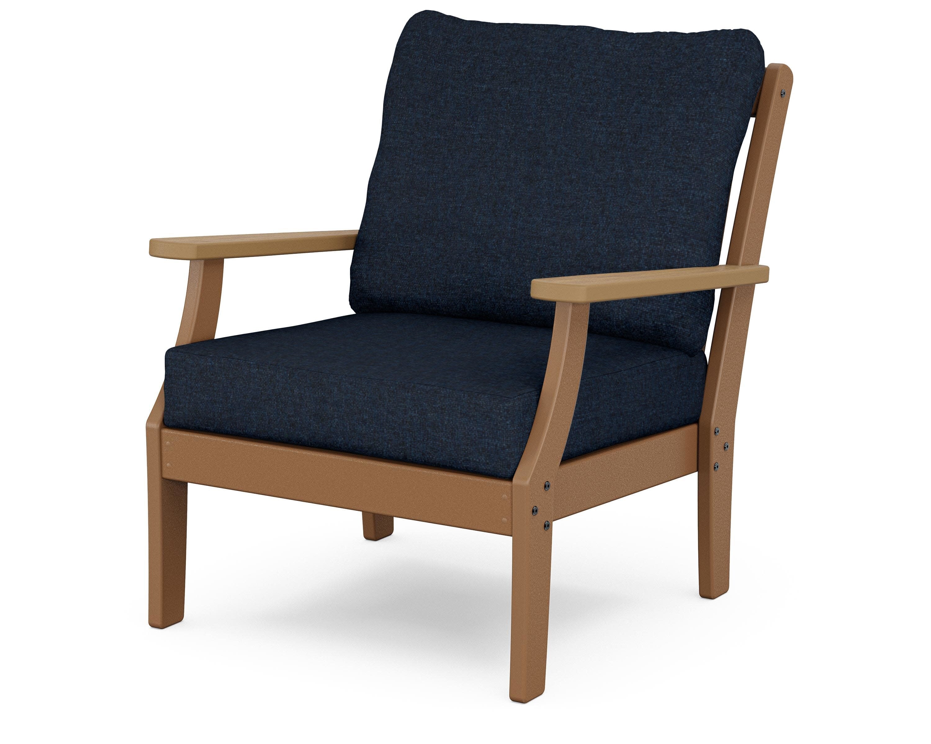 Braxton Deep Seating Chair in Teak / Natural / Marine Indigo