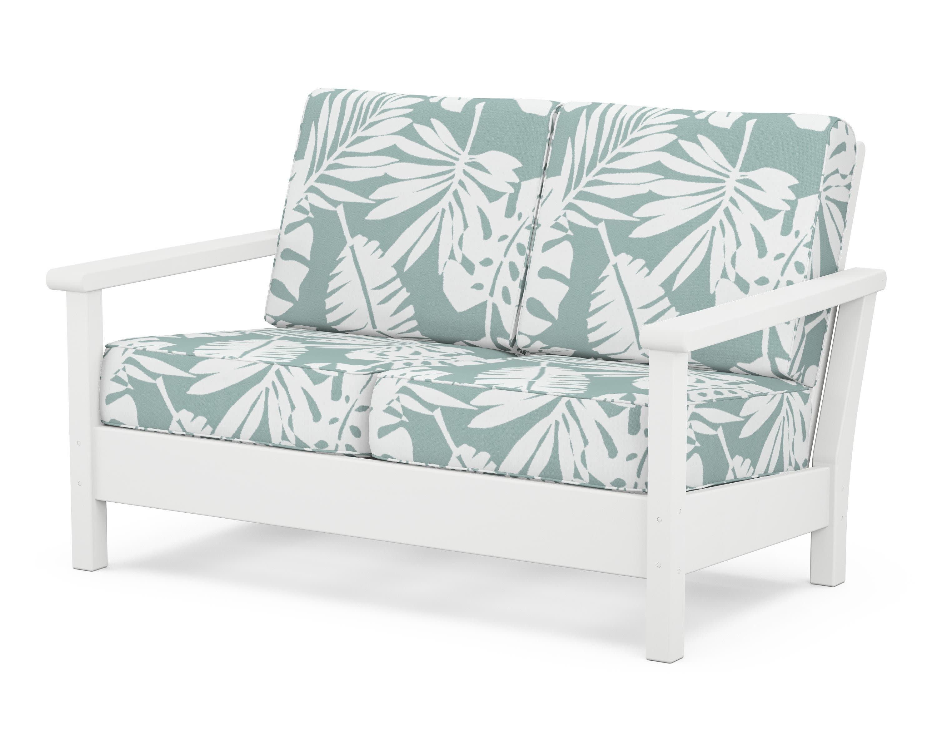 Harbour Deep Seating Loveseat in White / Leaf Glacier Spa