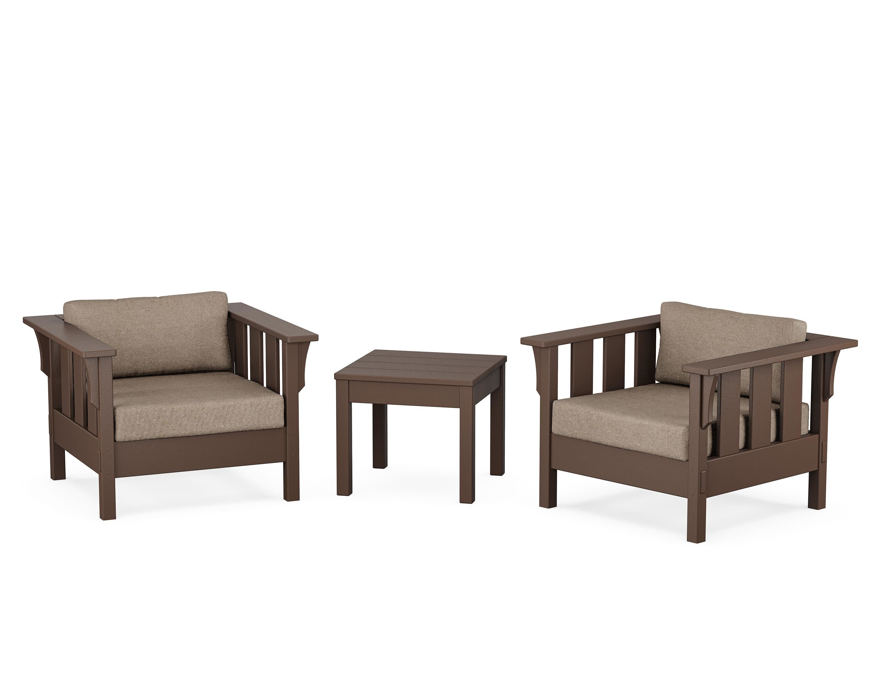 Acadia 3-Piece Deep Seating Set in Mahogany / Spiced Burlap