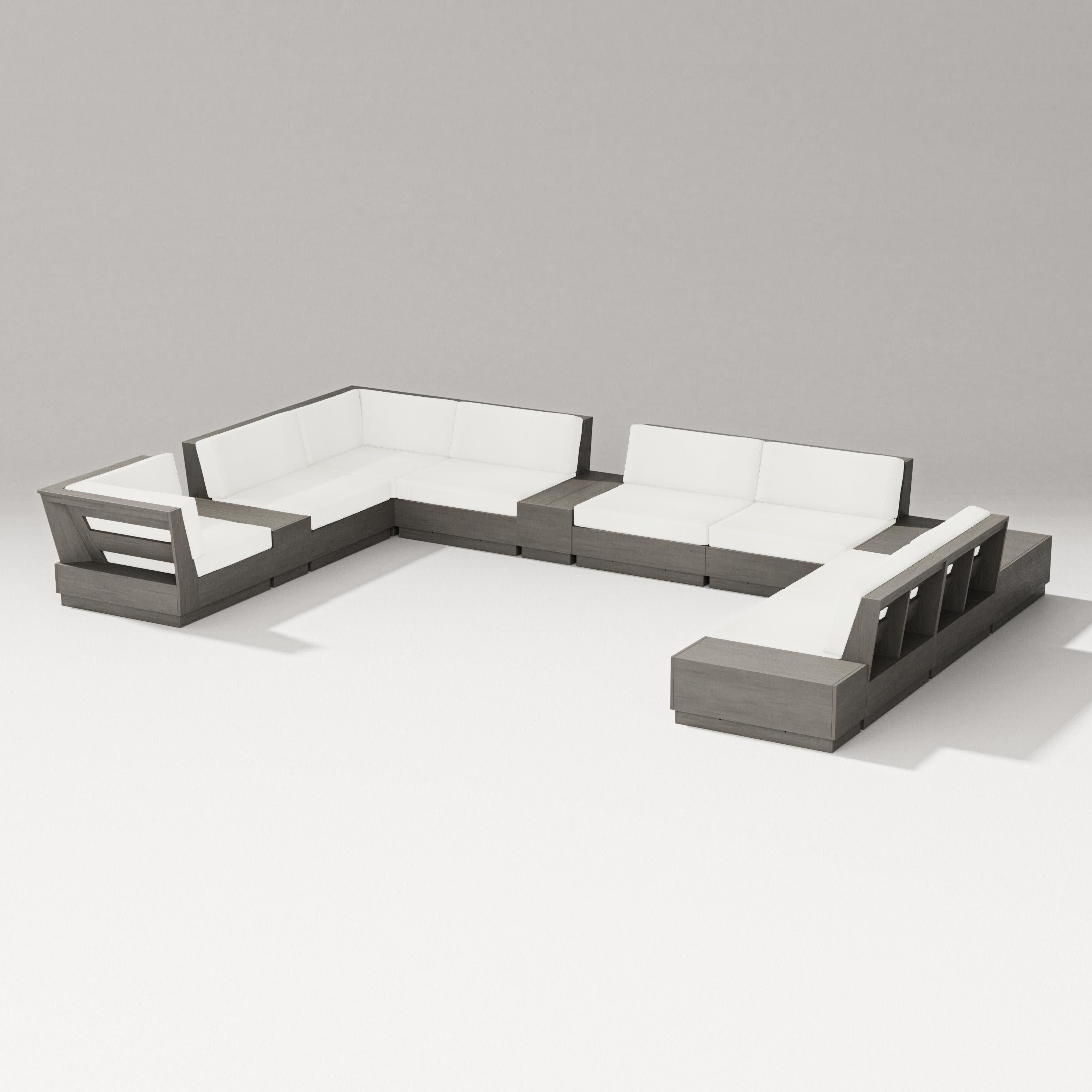 Elevate 12-Piece Conversation Sectional Set in Driftwood / Natural Linen