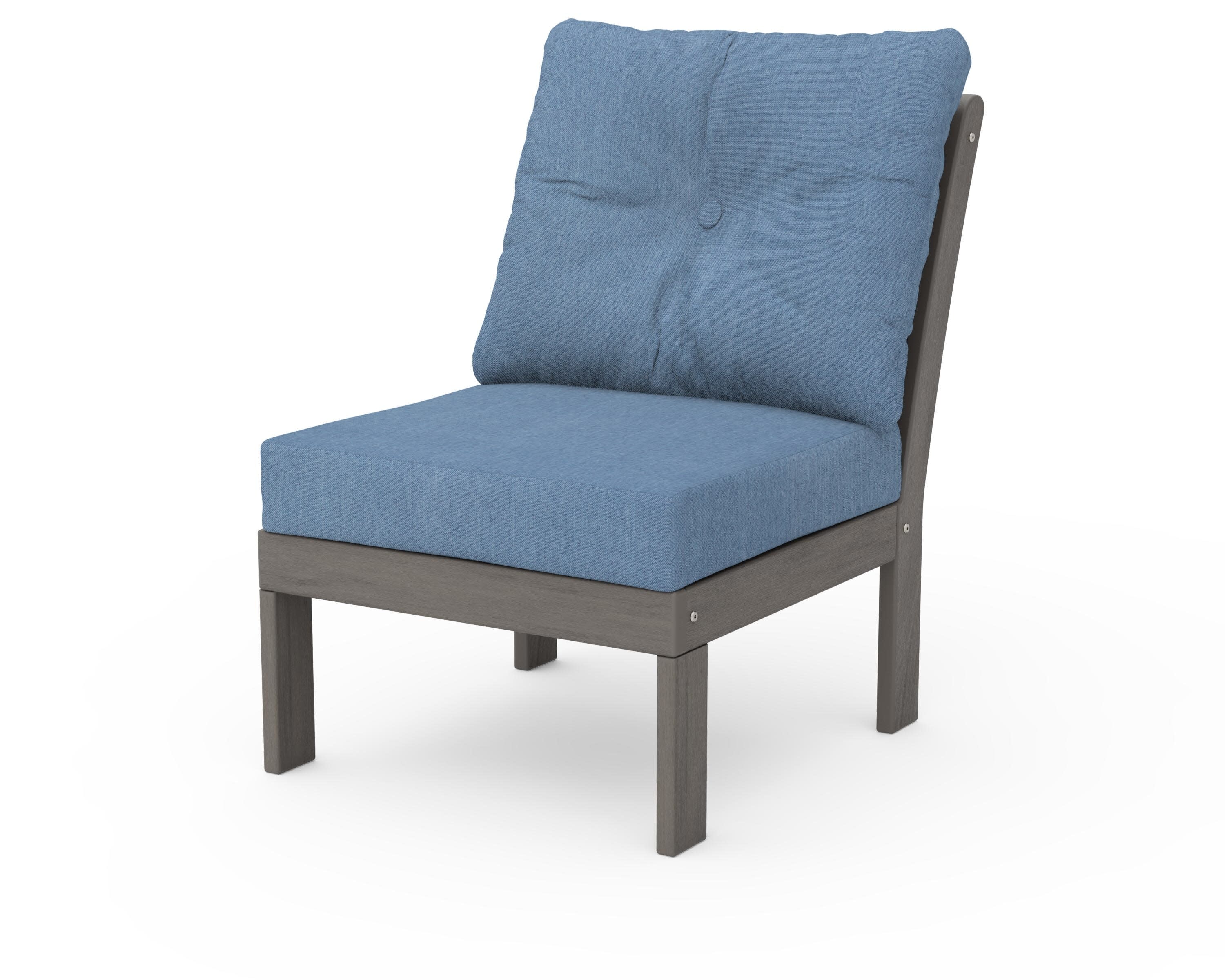 Vineyard Modular Armless Chair in Driftwood / Sky Blue