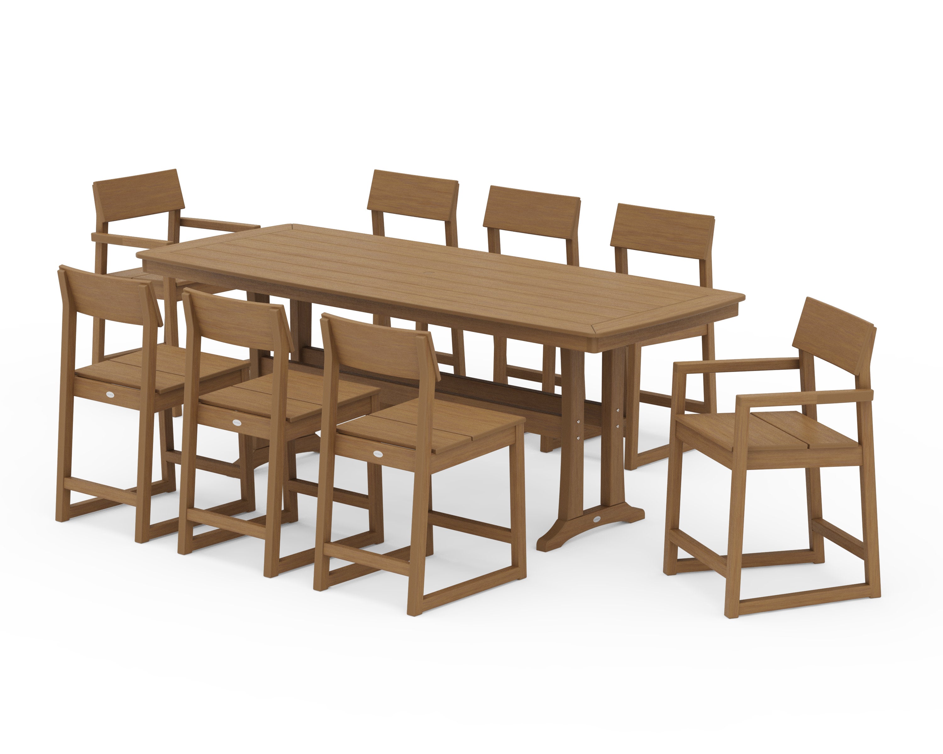 EDGE 9-Piece Counter Set with Trestle Legs in Natural