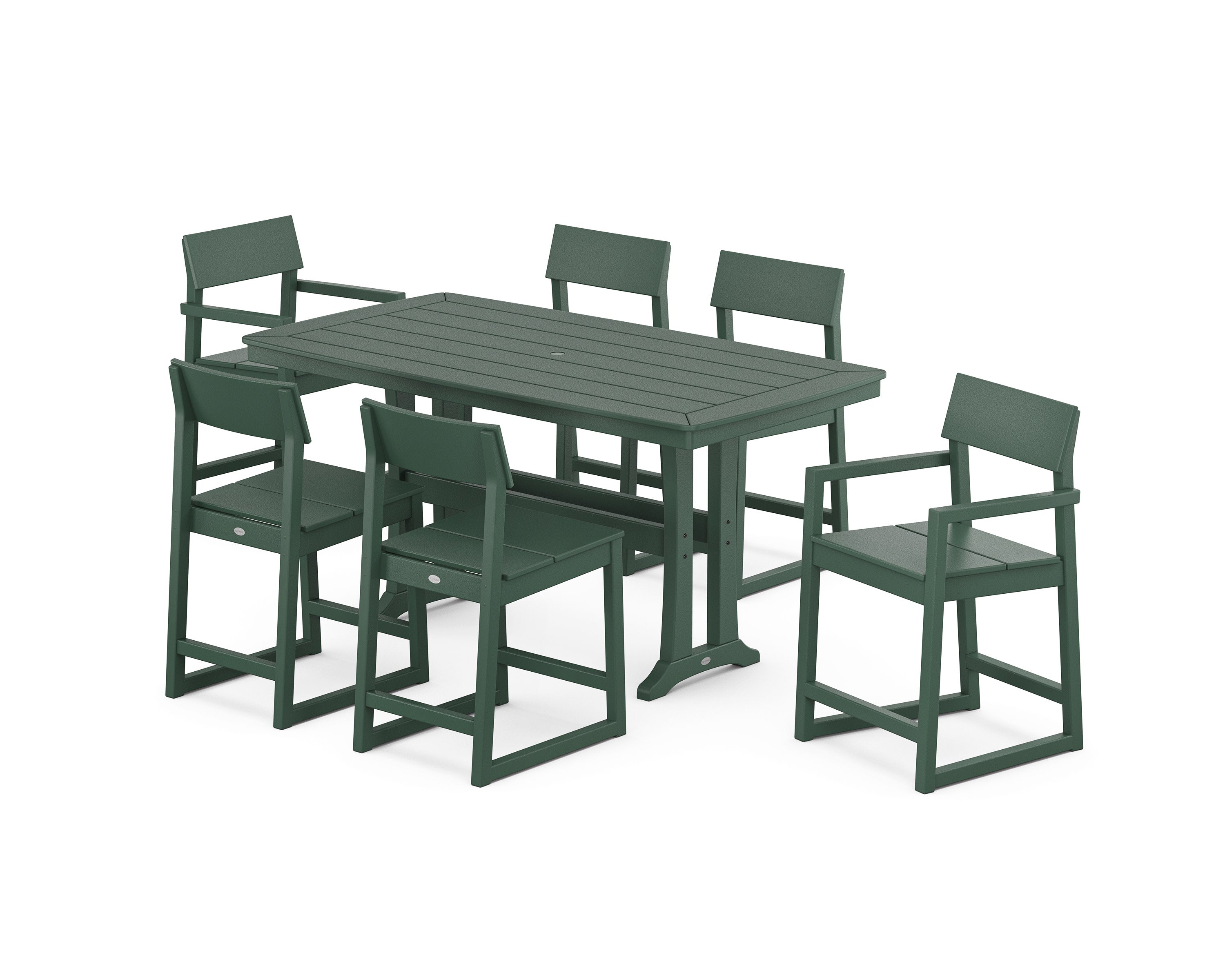 EDGE 7-Piece Counter Set with Trestle Legs in Green