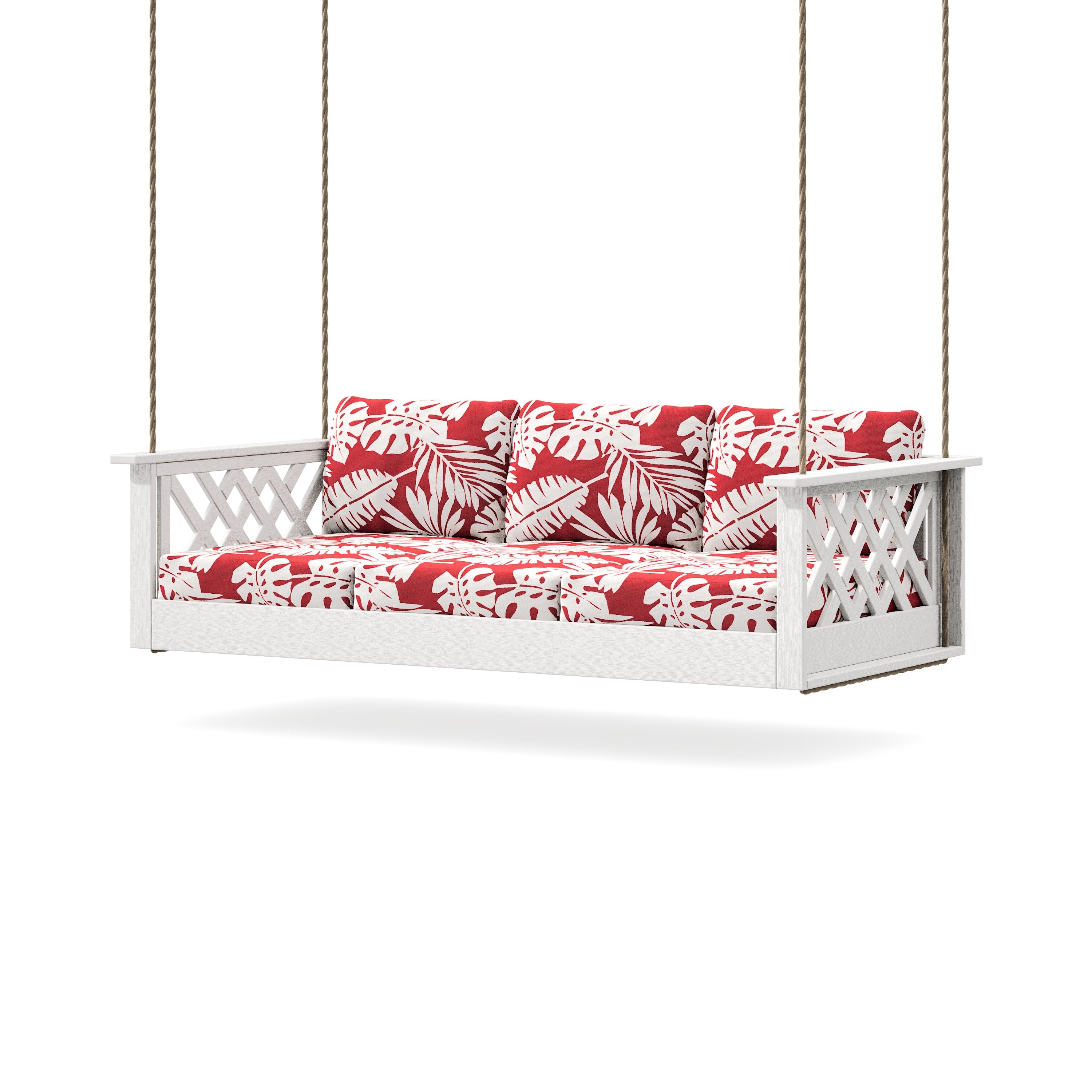 Wovendale Daybed Swing in Vintage White / Leaf Crimson