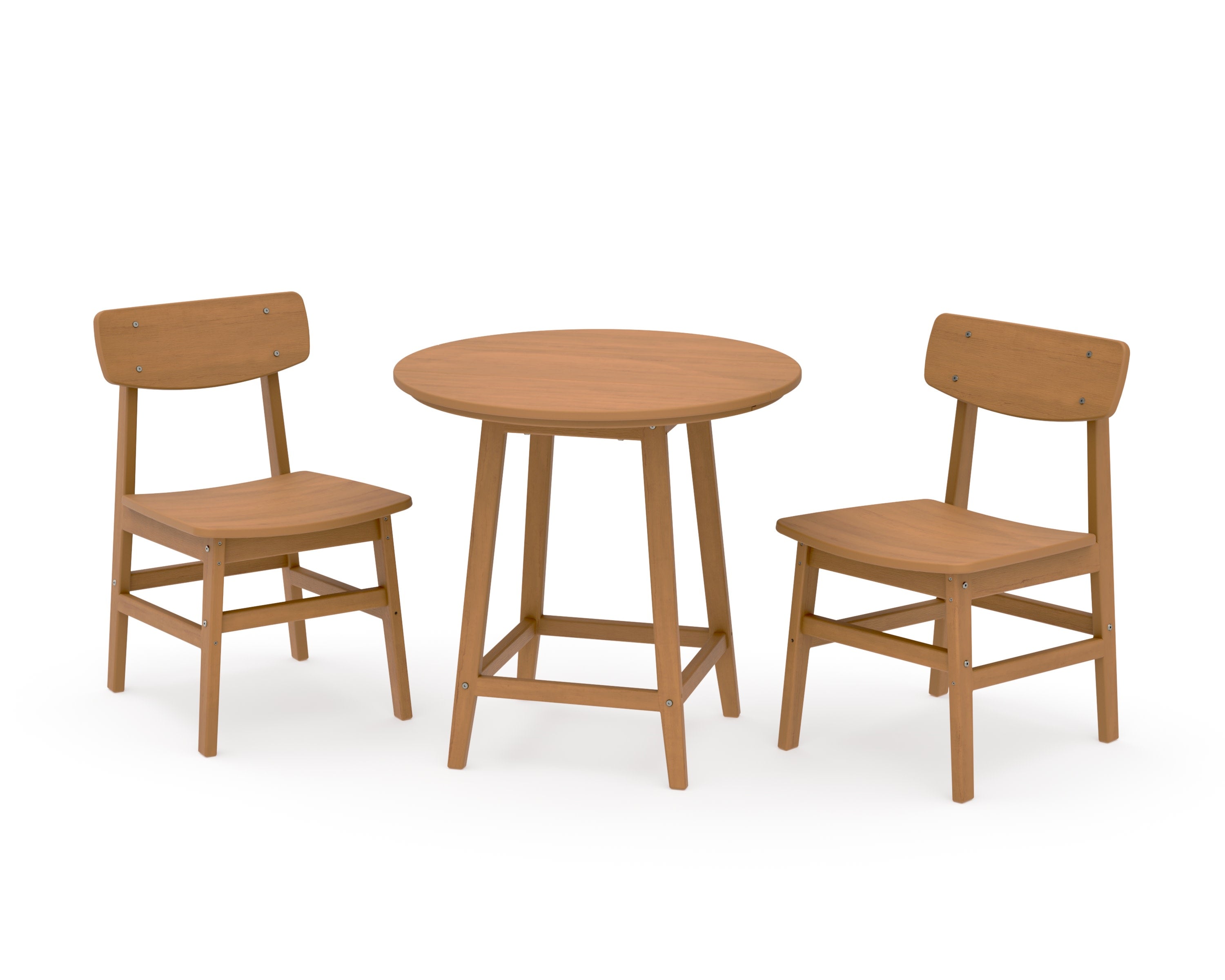Modern Studio Urban Chair 3-Piece Round Bistro Dining Set in Natural