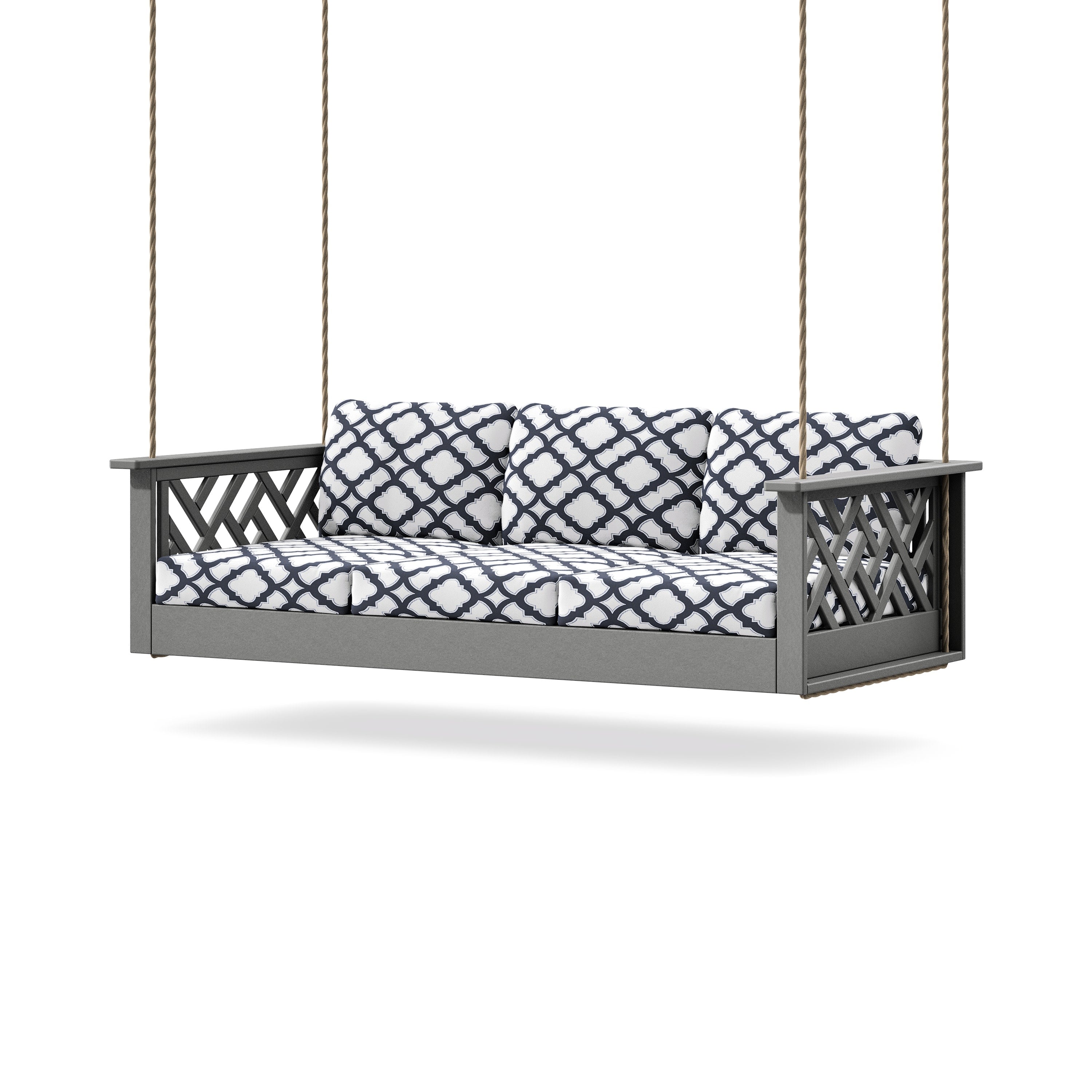 Chippendale Daybed Swing in Slate Grey / Trellis Navy
