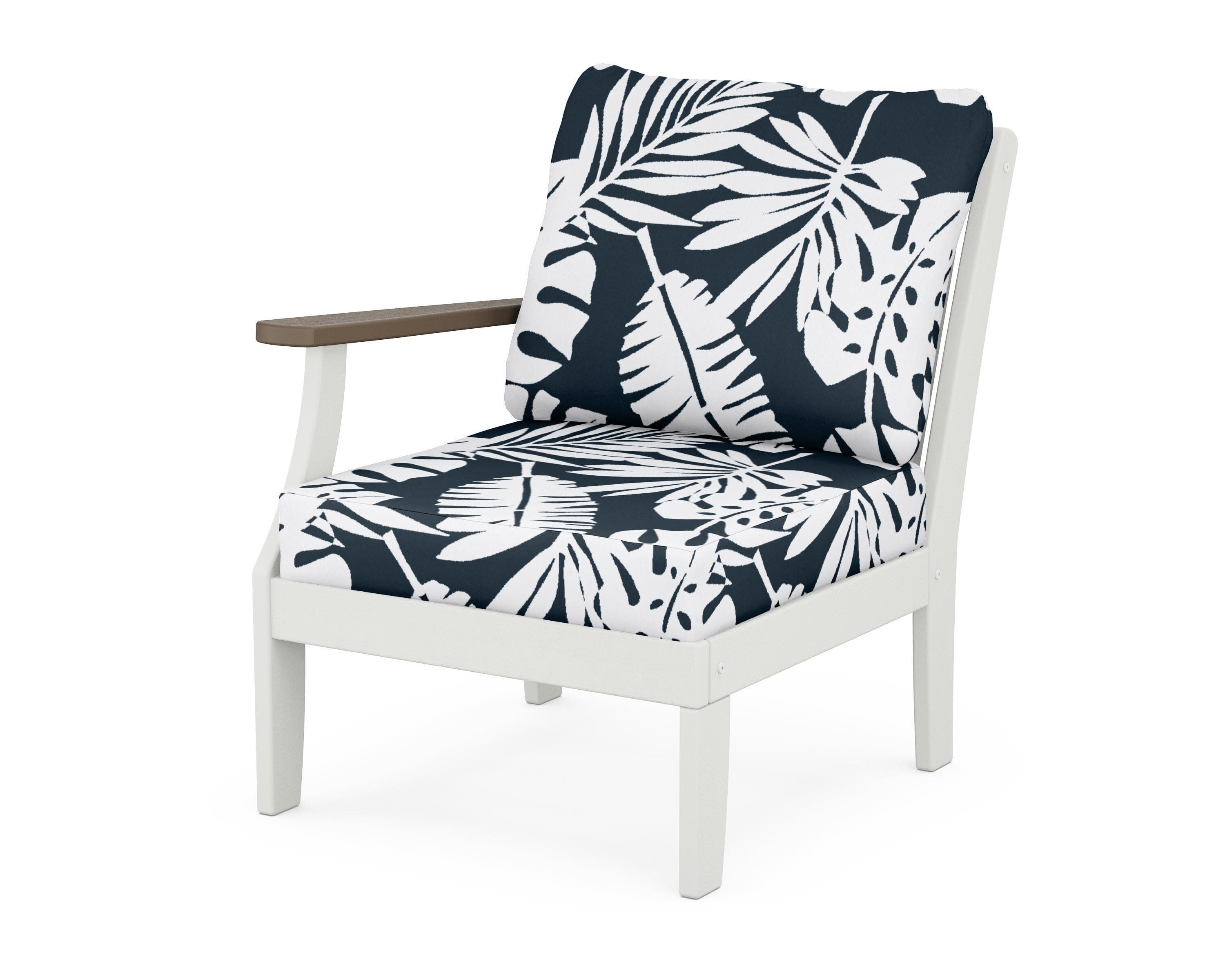 Braxton Modular Left Arm Chair in White / Kona / Leaf Marine Indigo