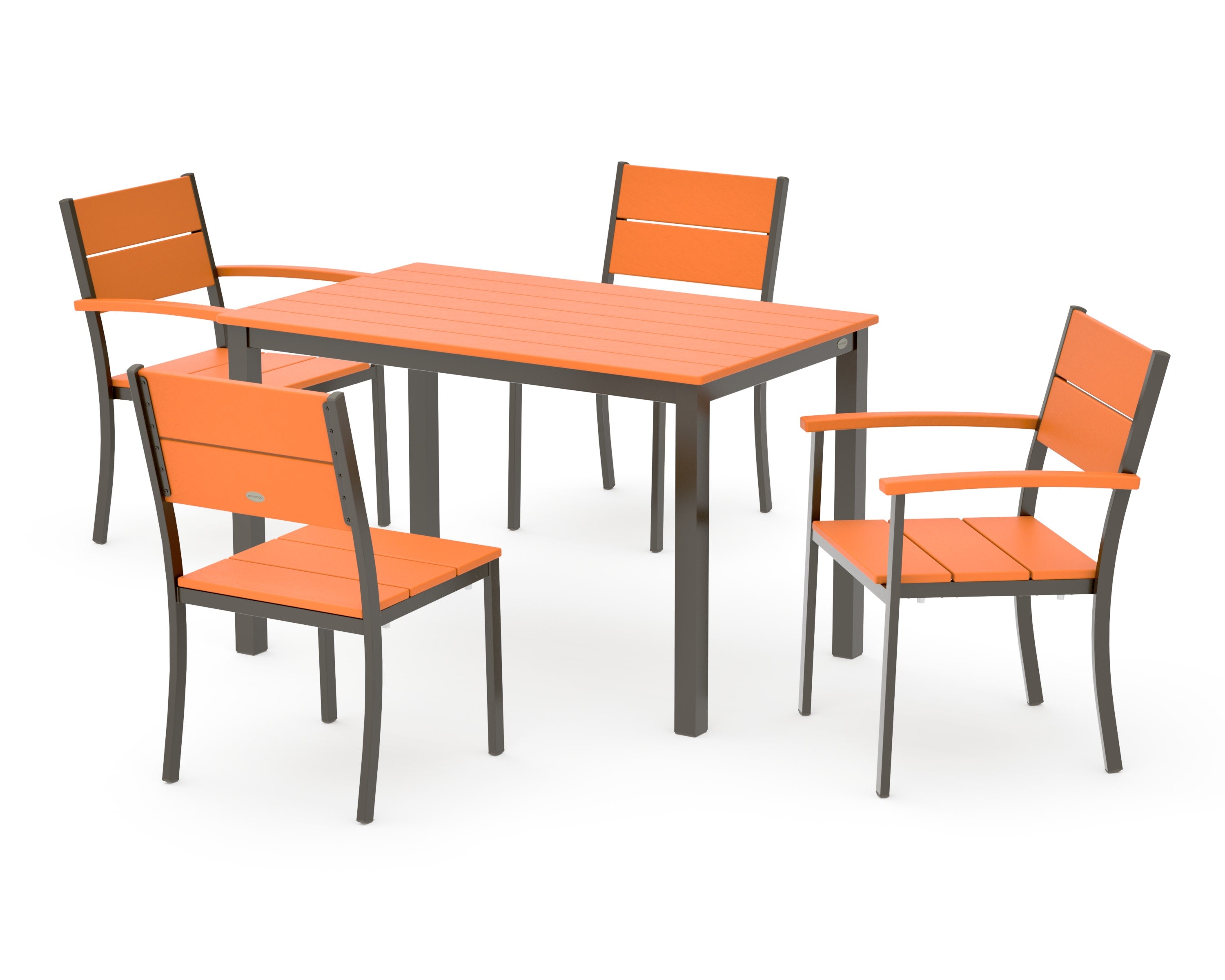 Main Street 5-Piece Dining Set in Bronze / Tangerine