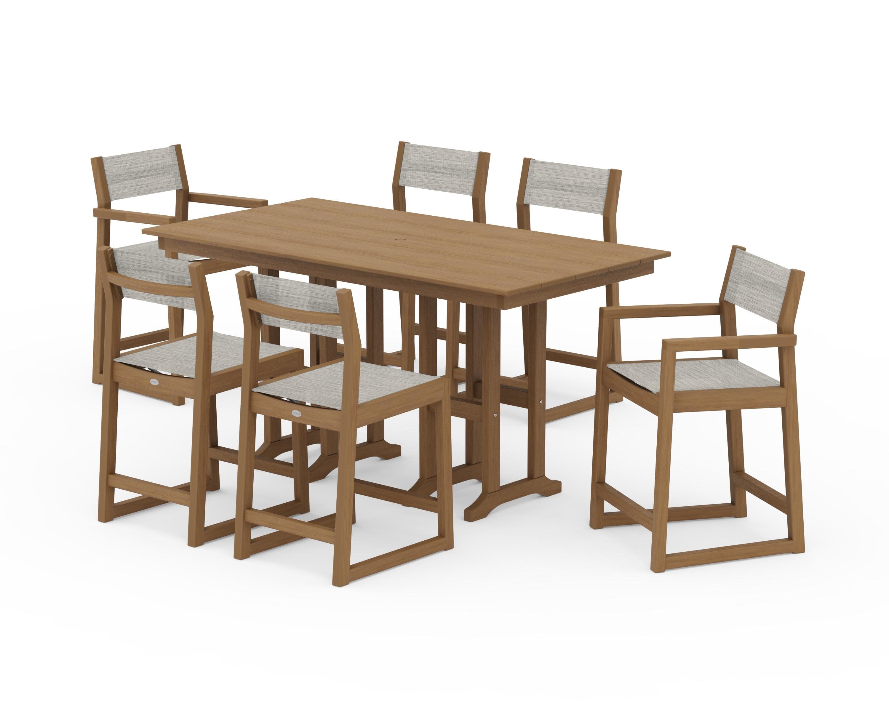 EDGE Sling 7-Piece Farmhouse Counter Set in Natural / Birch Sling