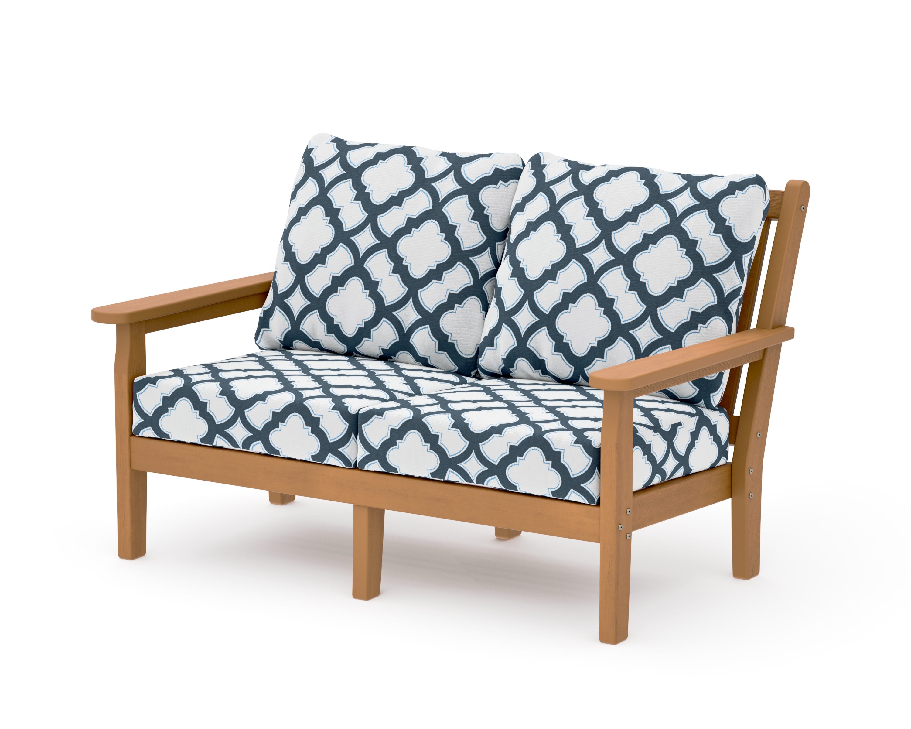 Chippendale Deep Seating Loveseat in Natural / Trellis Marine Indigo