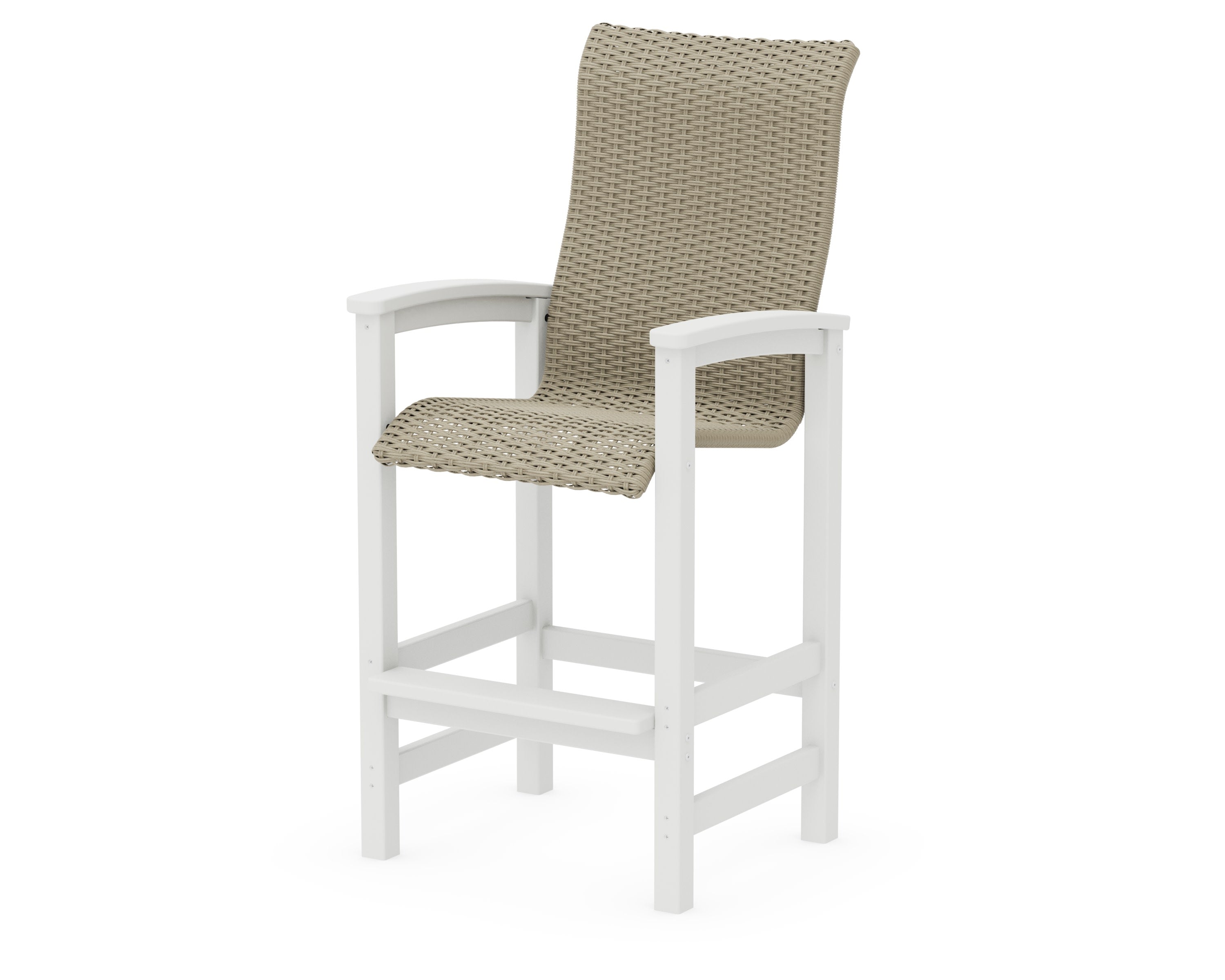Coastal Woven High-Back Bar Chair in White / Dune Grass