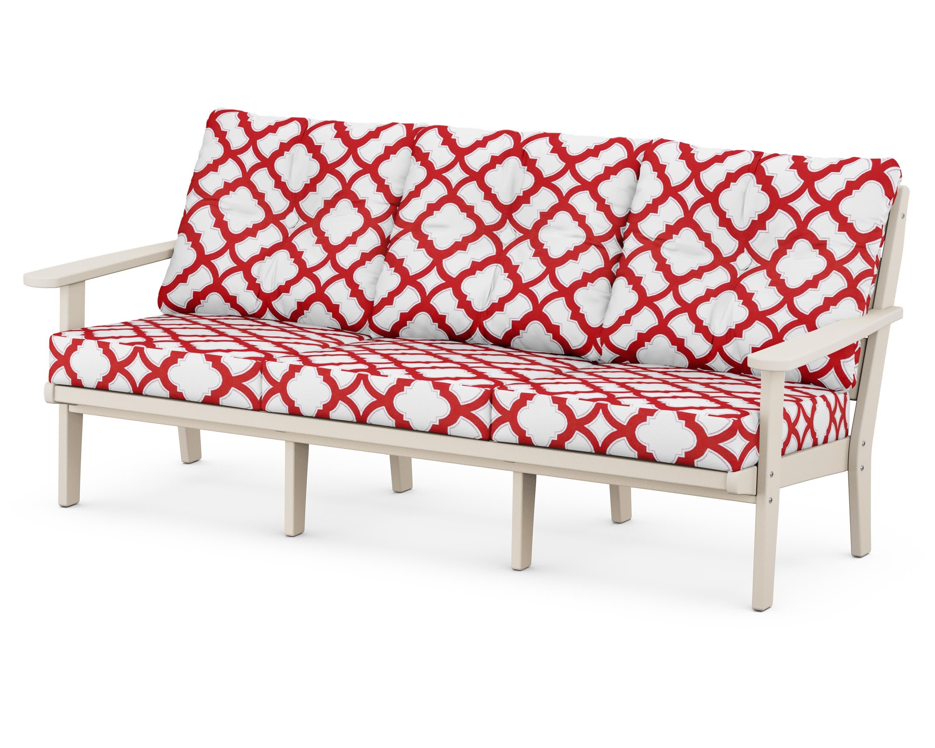 Lakeside Deep Seating Sofa in Sand / Trellis Crimson