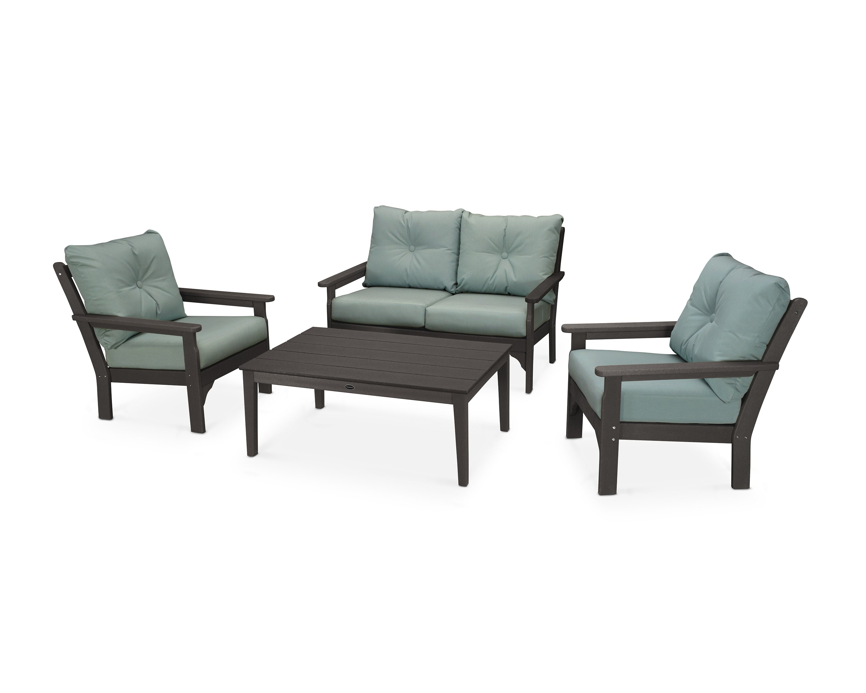 Vineyard 4-Piece Deep Seating Set in Vintage Coffee / Spa