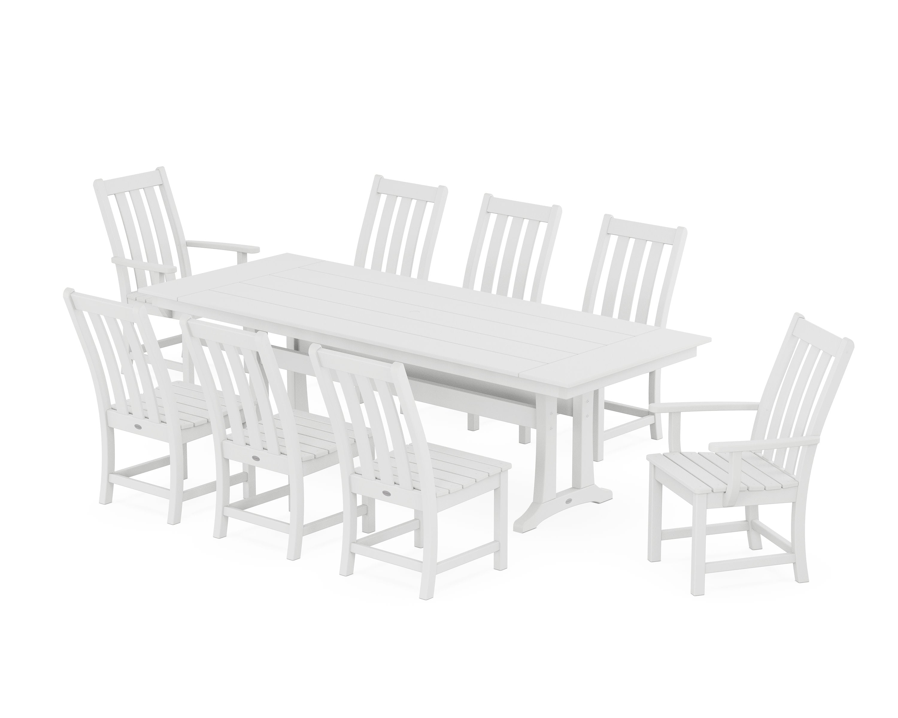 Vineyard 9-Piece Farmhouse Dining Set with Trestle Legs in White