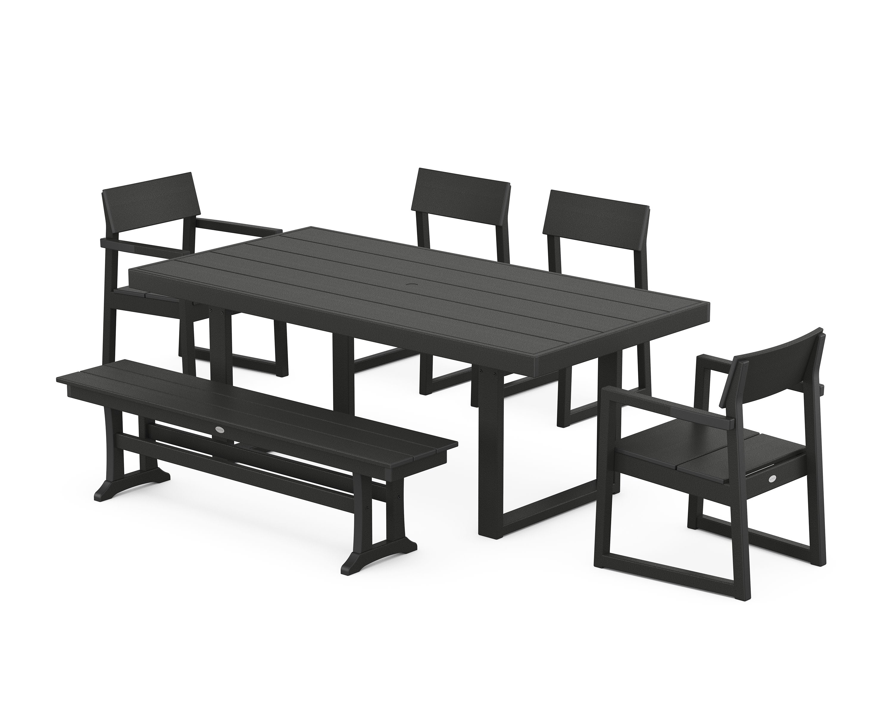 EDGE 6-Piece Dining Set with Bench in Black