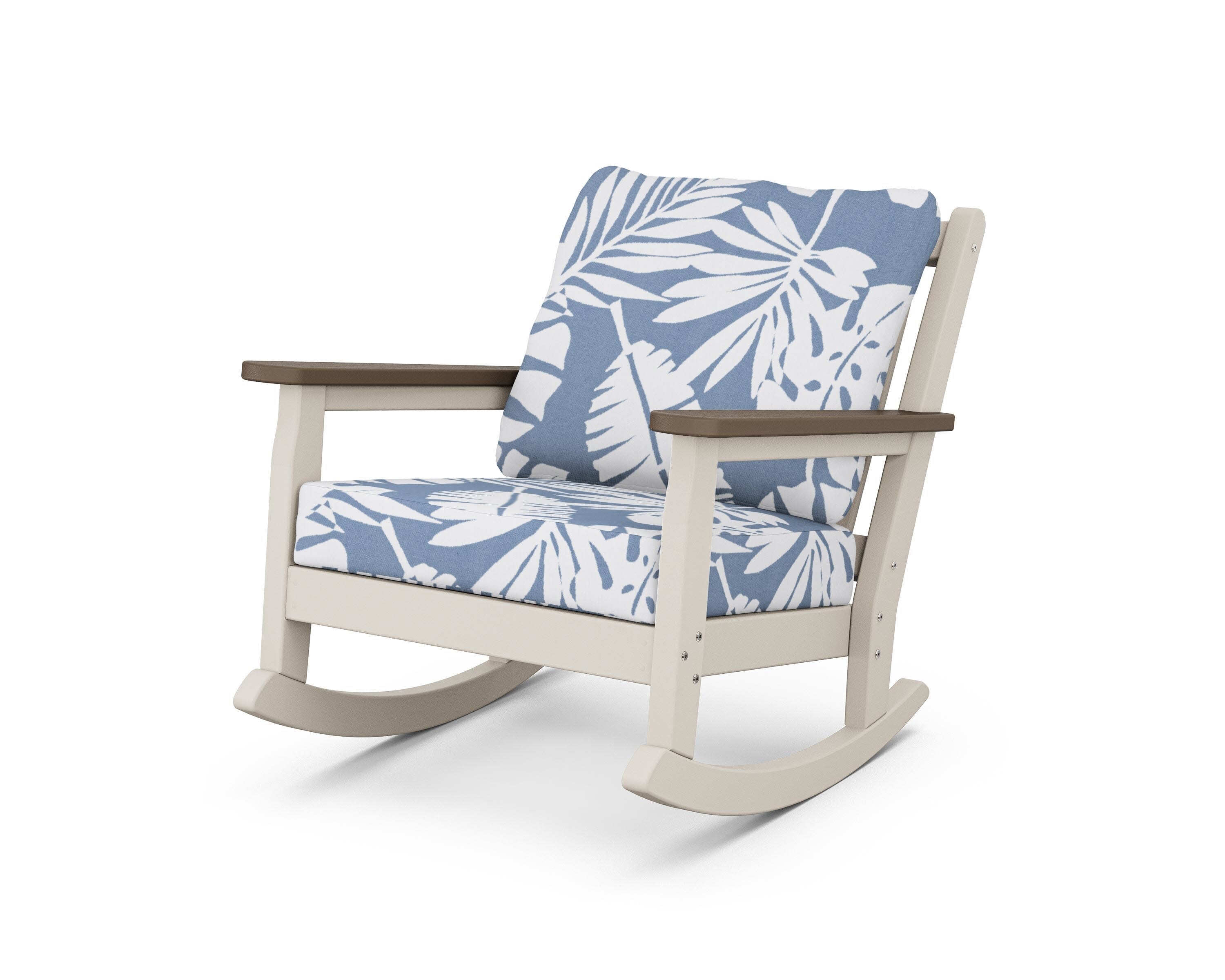 Chippendale Deep Seating Rocking Chair in Sand / Kona / Leaf Sky Blue