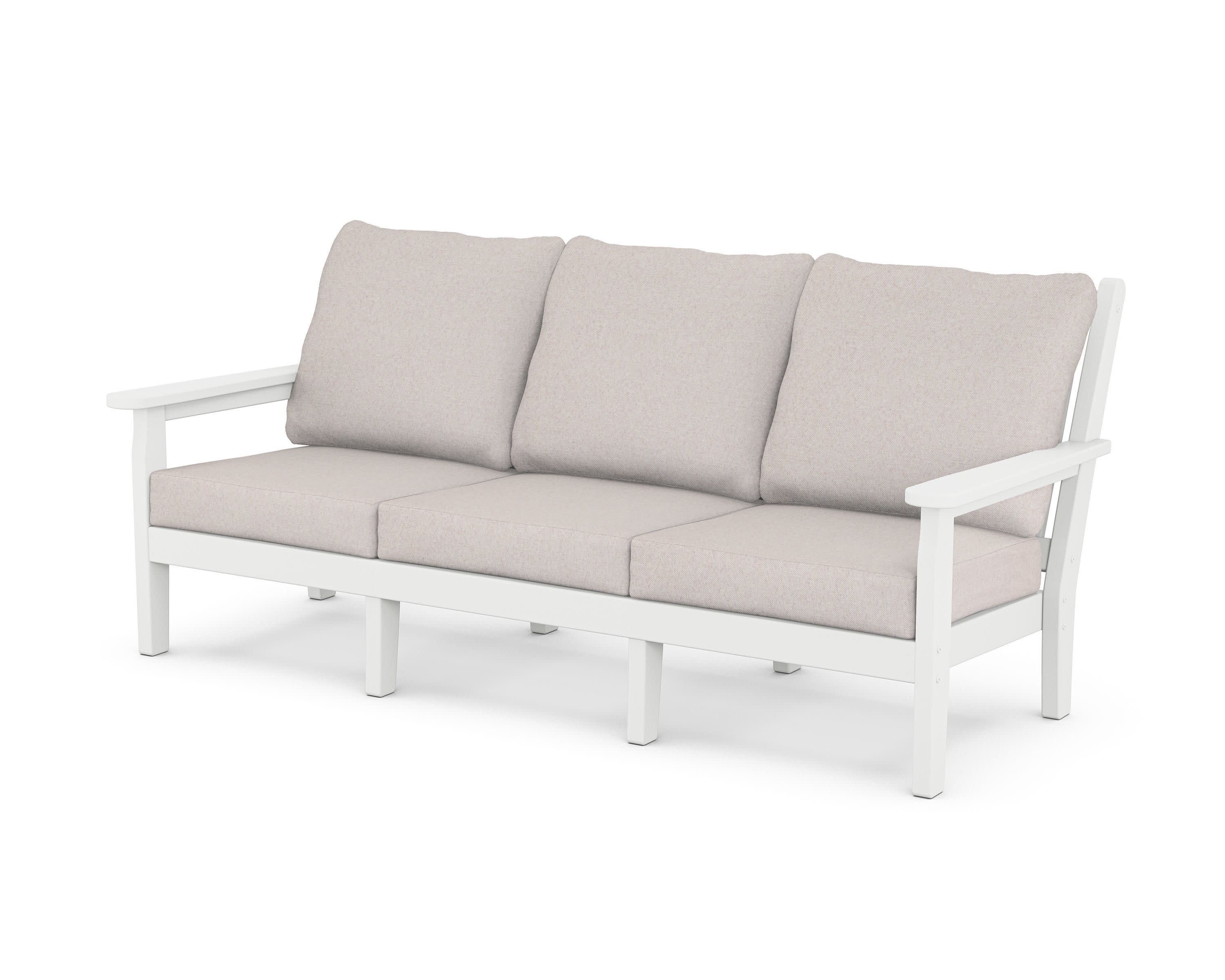 Chippendale Deep Seating Sofa in White / Dune Burlap