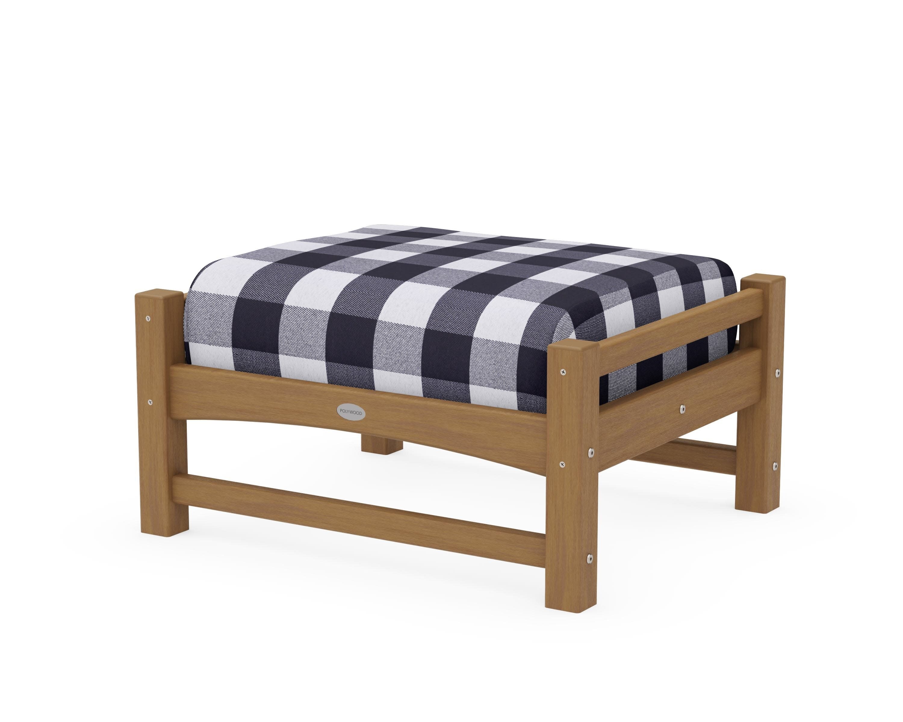 Club Ottoman in Natural / Buffalo Plaid Navy