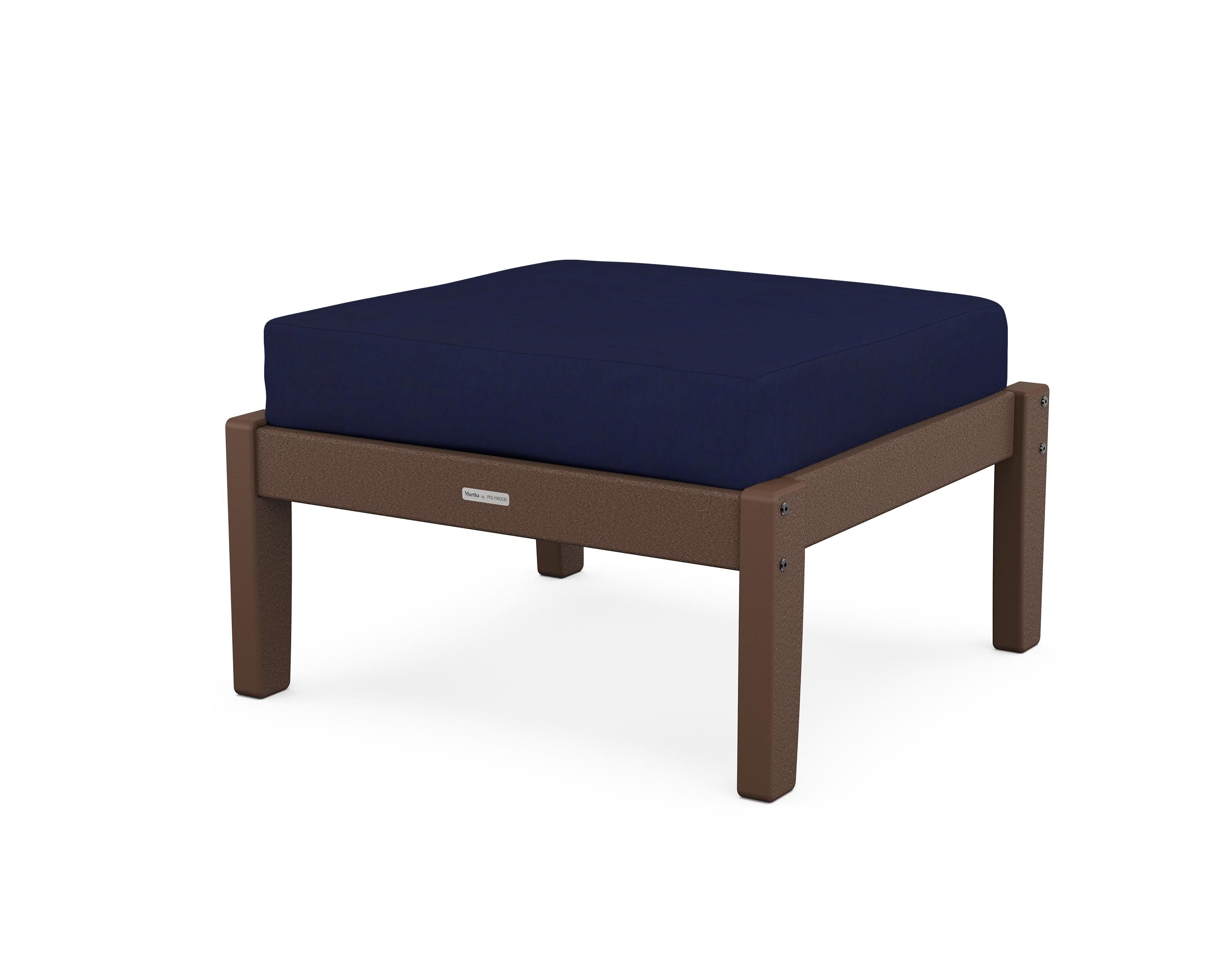 Chinoiserie Deep Seating Ottoman in Mahogany / Navy