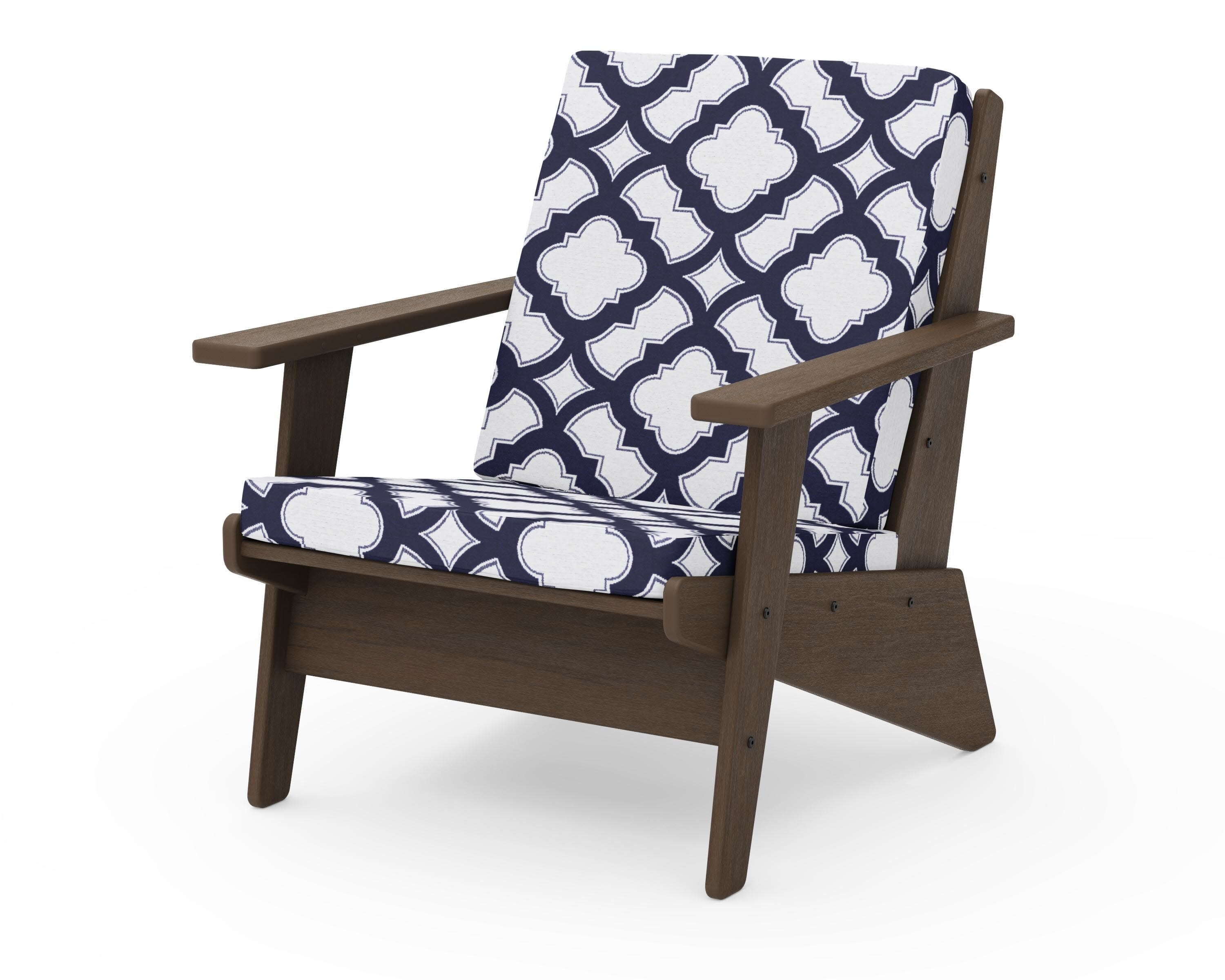 Riviera Modern Lounge Chair in Kona / Trellis Navy