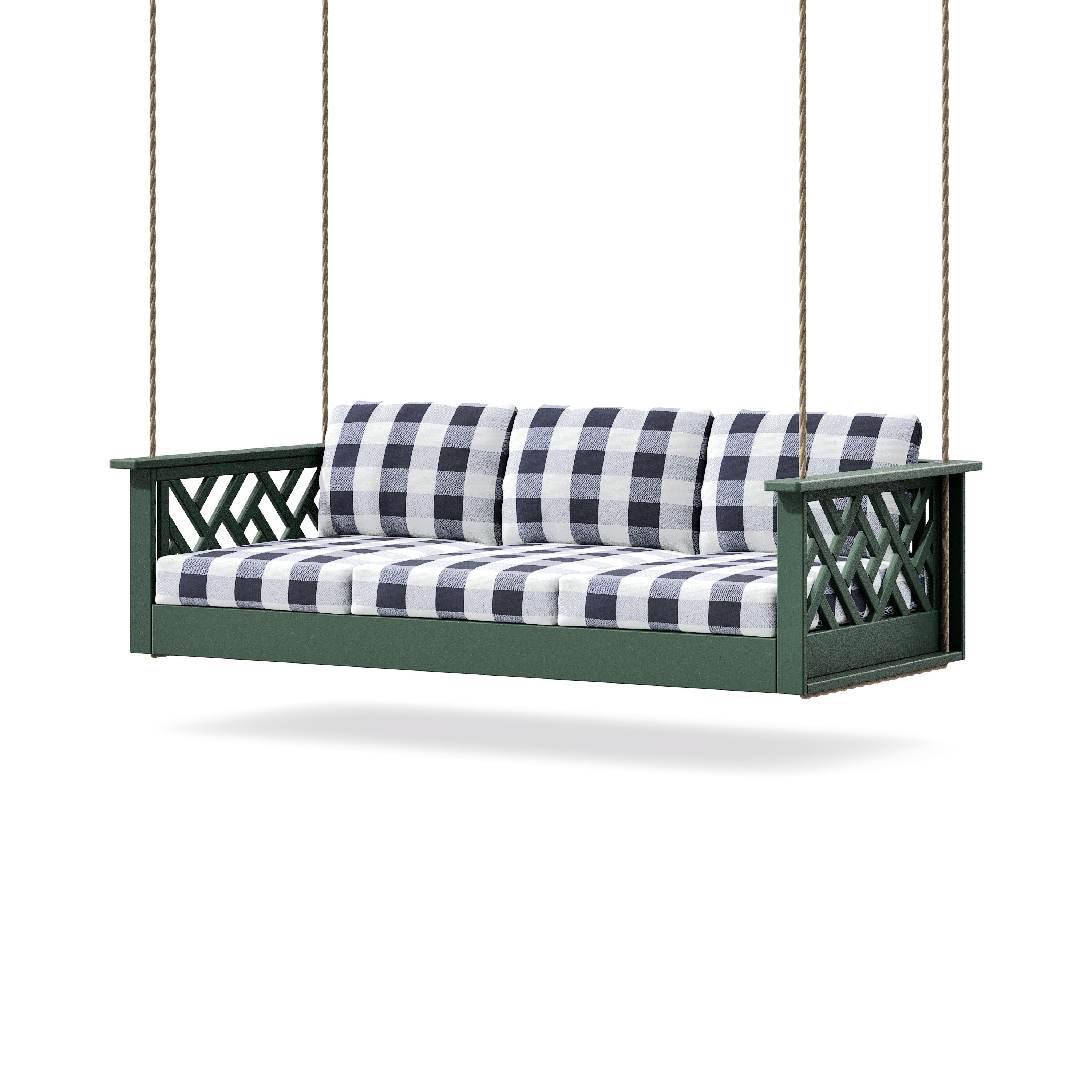 Chippendale Daybed Swing in Green / Buffalo Plaid Navy
