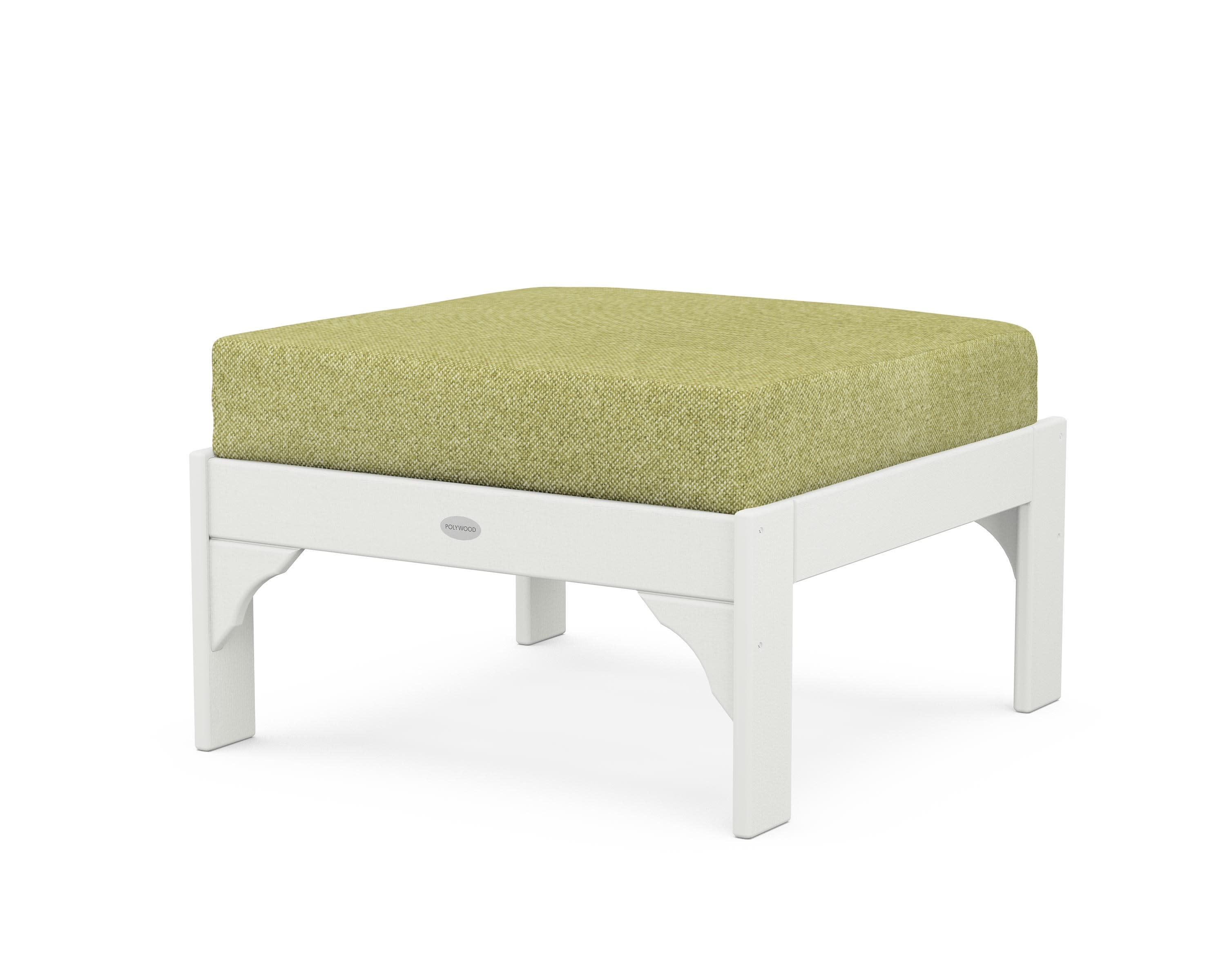 Vineyard Deep Seating Ottoman in Vintage White / Chartreuse Boucle