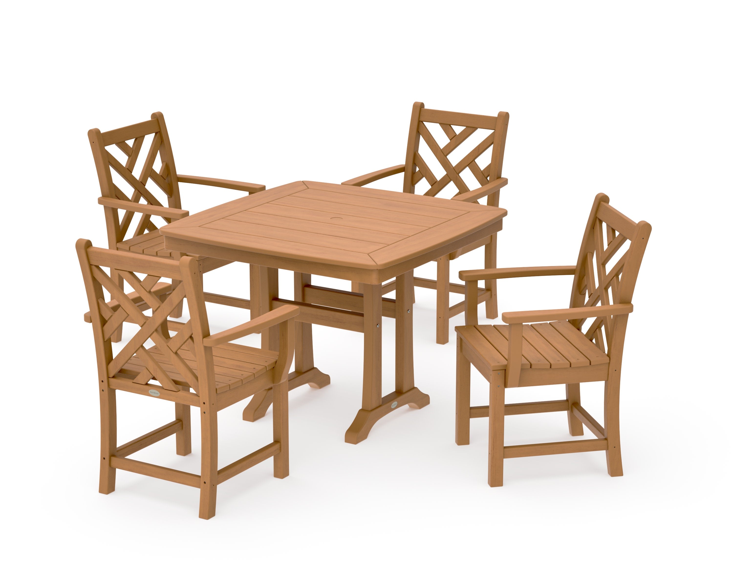 Chippendale 5-Piece Dining Set with Trestle Legs in Natural