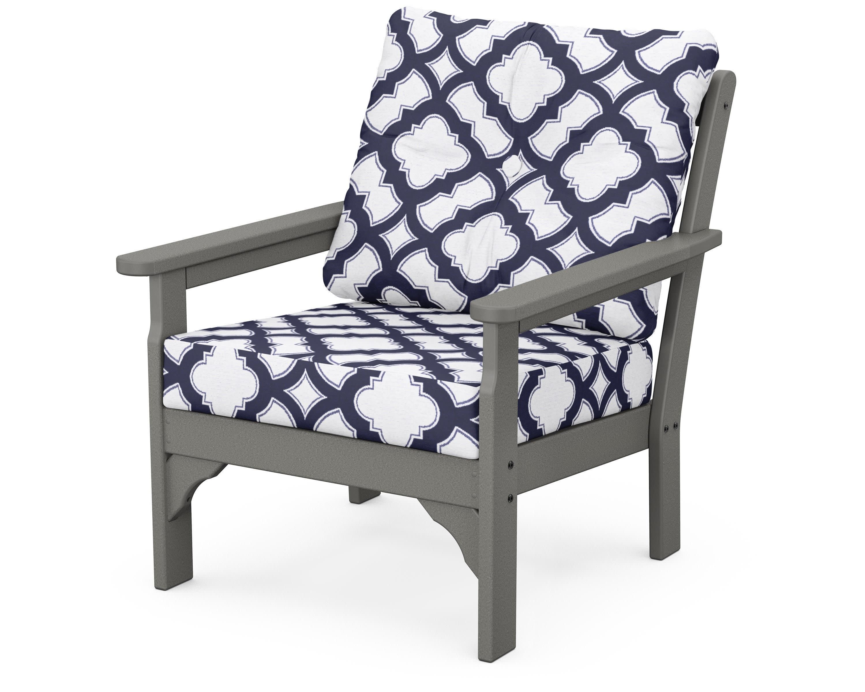 Vineyard Deep Seating Chair in Slate Grey / Trellis Navy