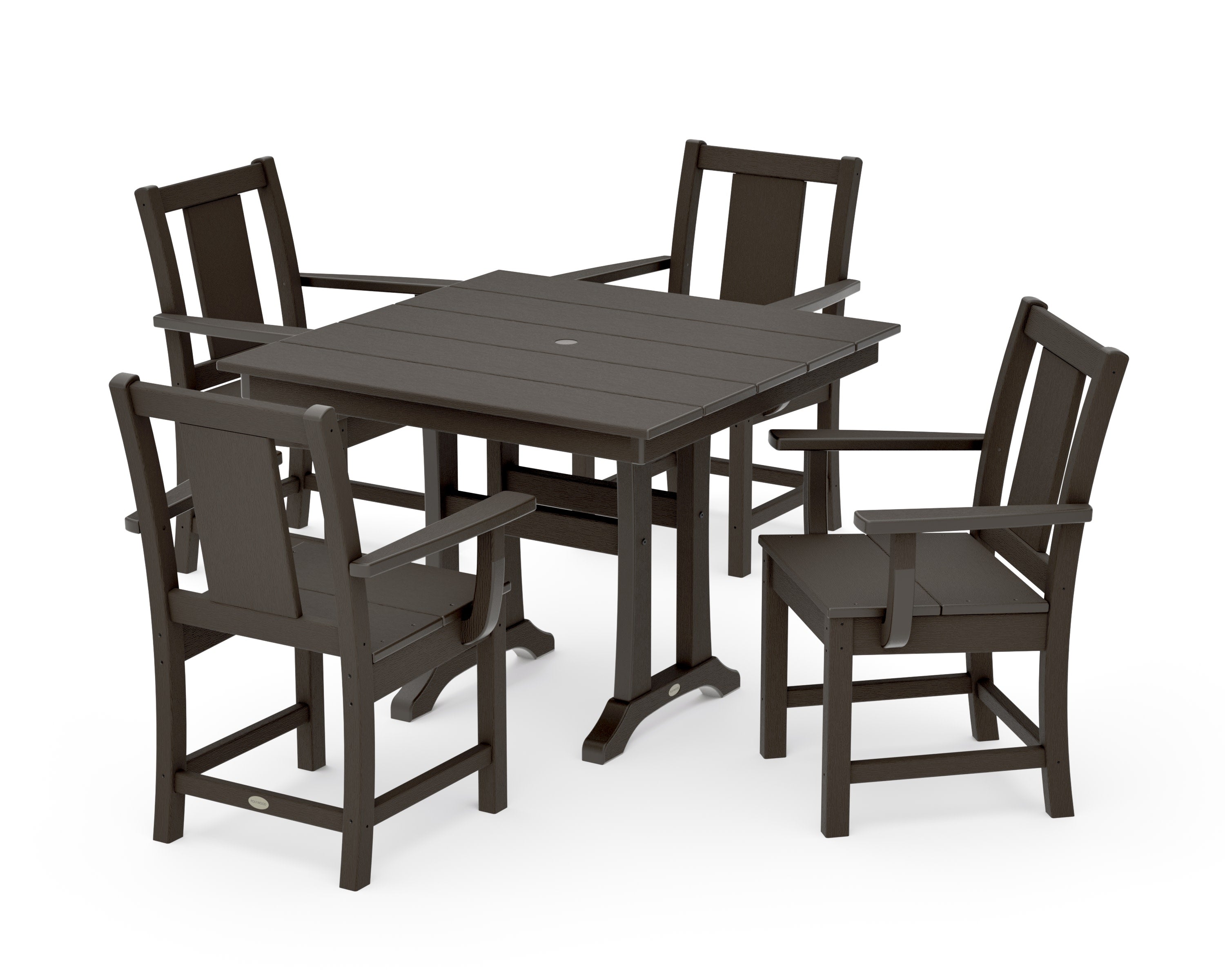 Prairie 5-Piece Farmhouse Dining Set with Trestle Legs in Vintage Coffee
