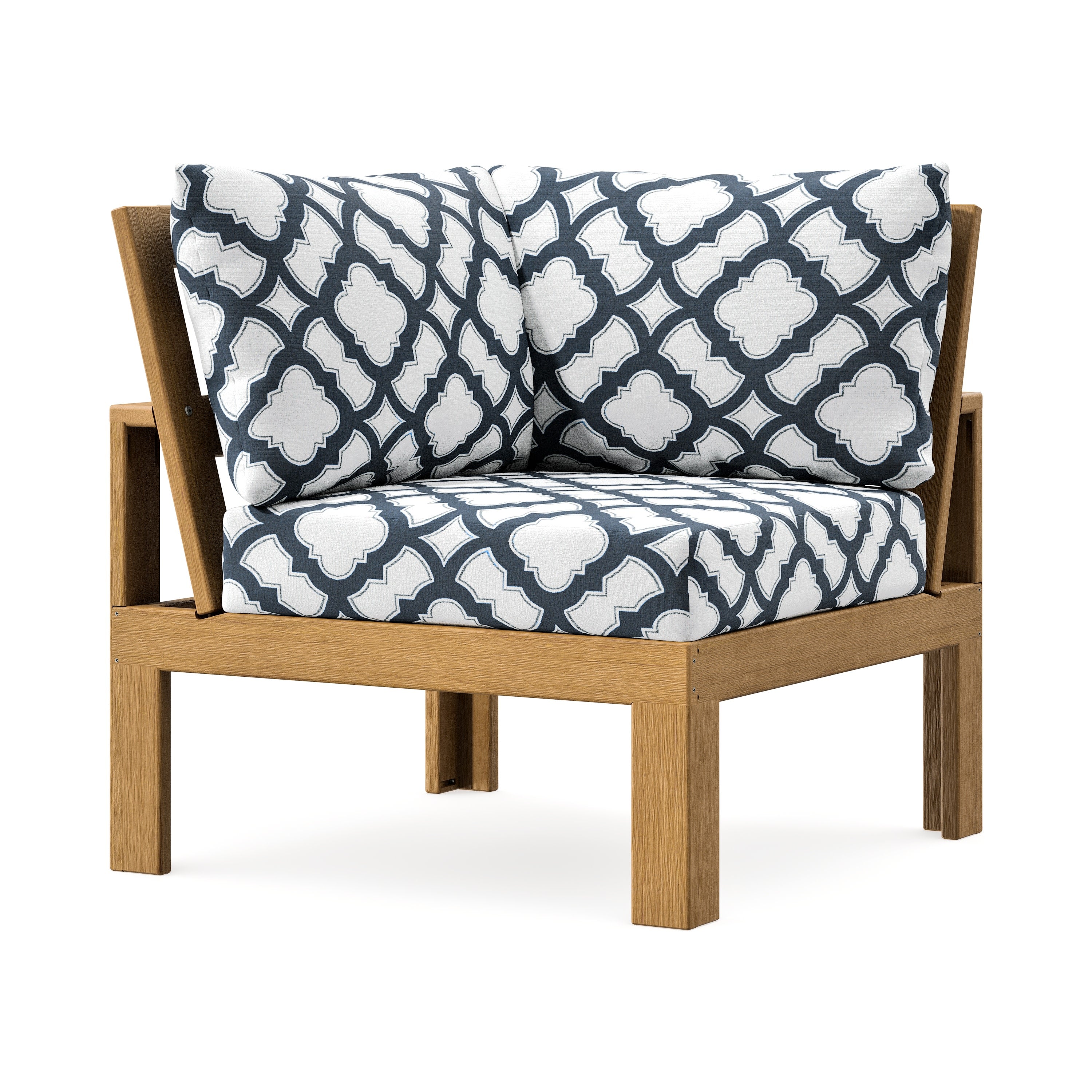 Modular Corner Chair in Natural / Trellis Marine Indigo