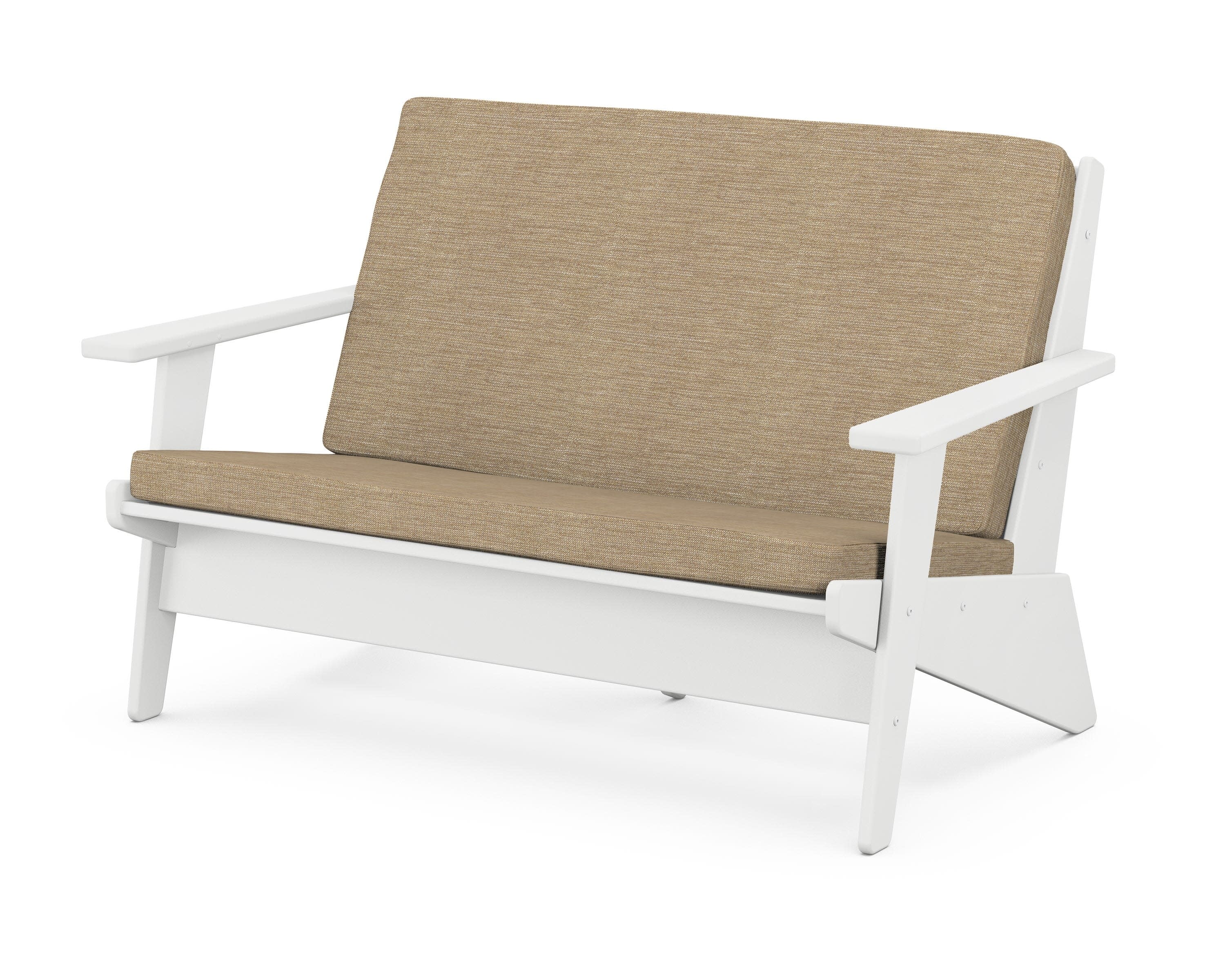 Riviera Modern Lounge Loveseat in White / Charmer Desert