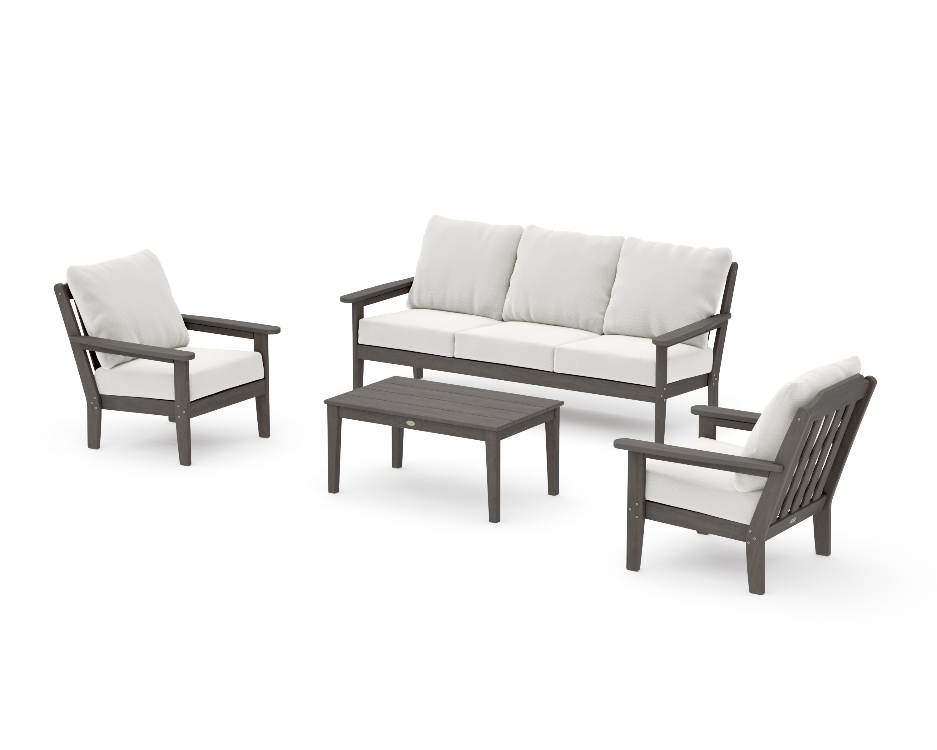 Cottage 4-Piece Deep Seating Set with Sofa in Driftwood / Natural Linen