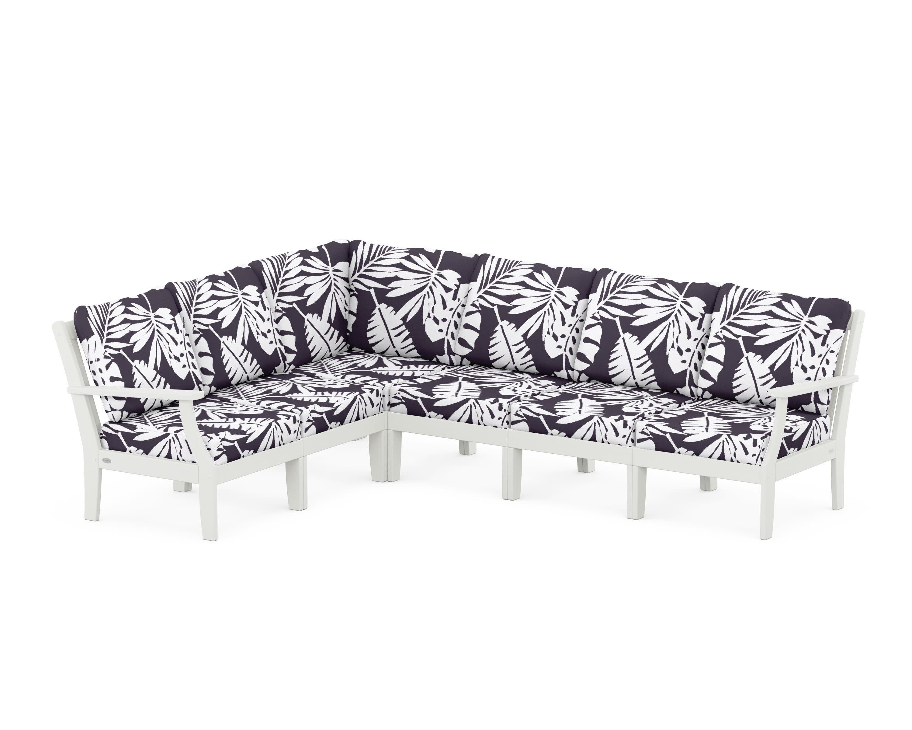 Braxton Modular 6-Piece Deep Seating Set in Vintage White / Leaf Navy