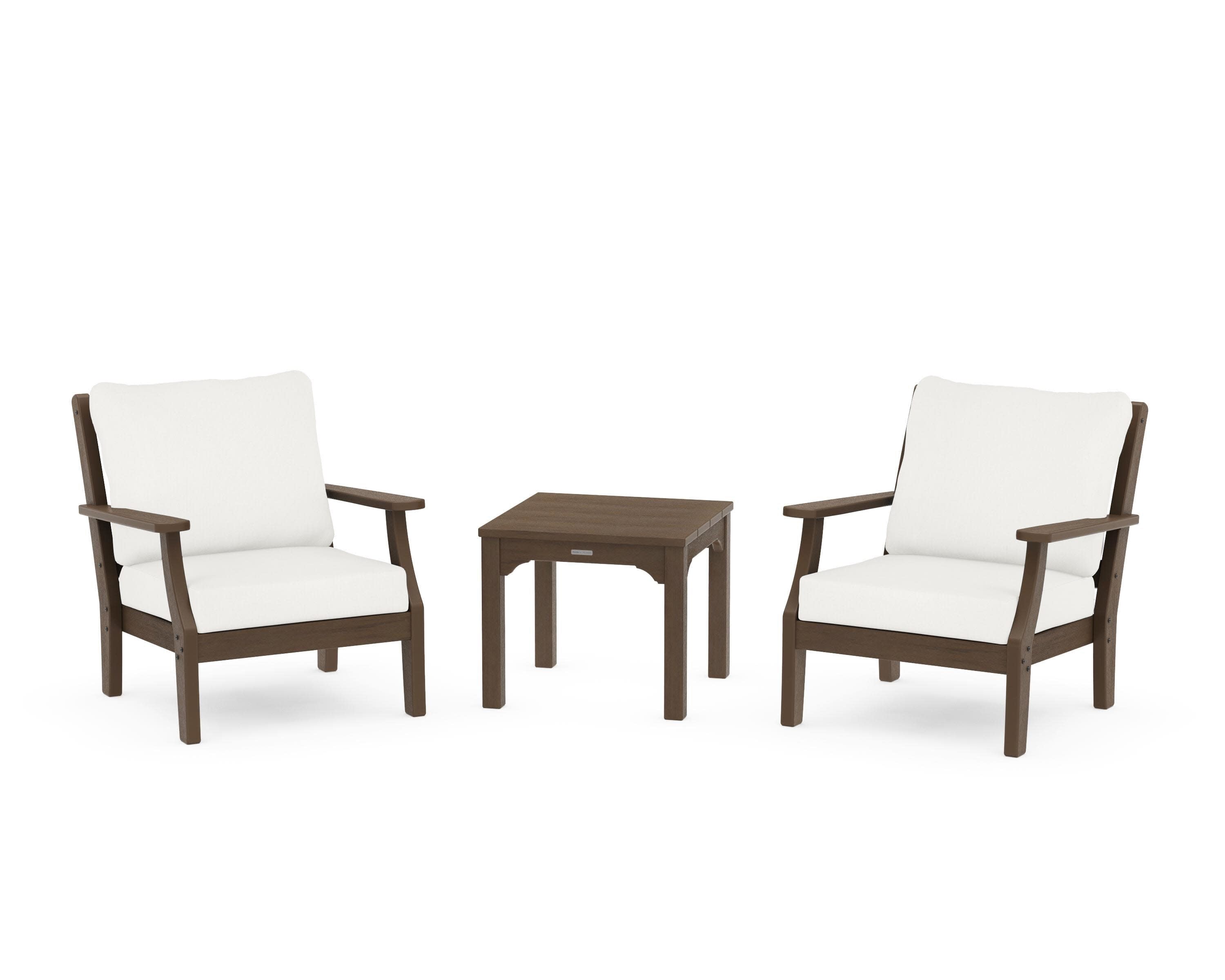Chinoiserie 3-Piece Deep Seating Set in Kona / Natural Linen