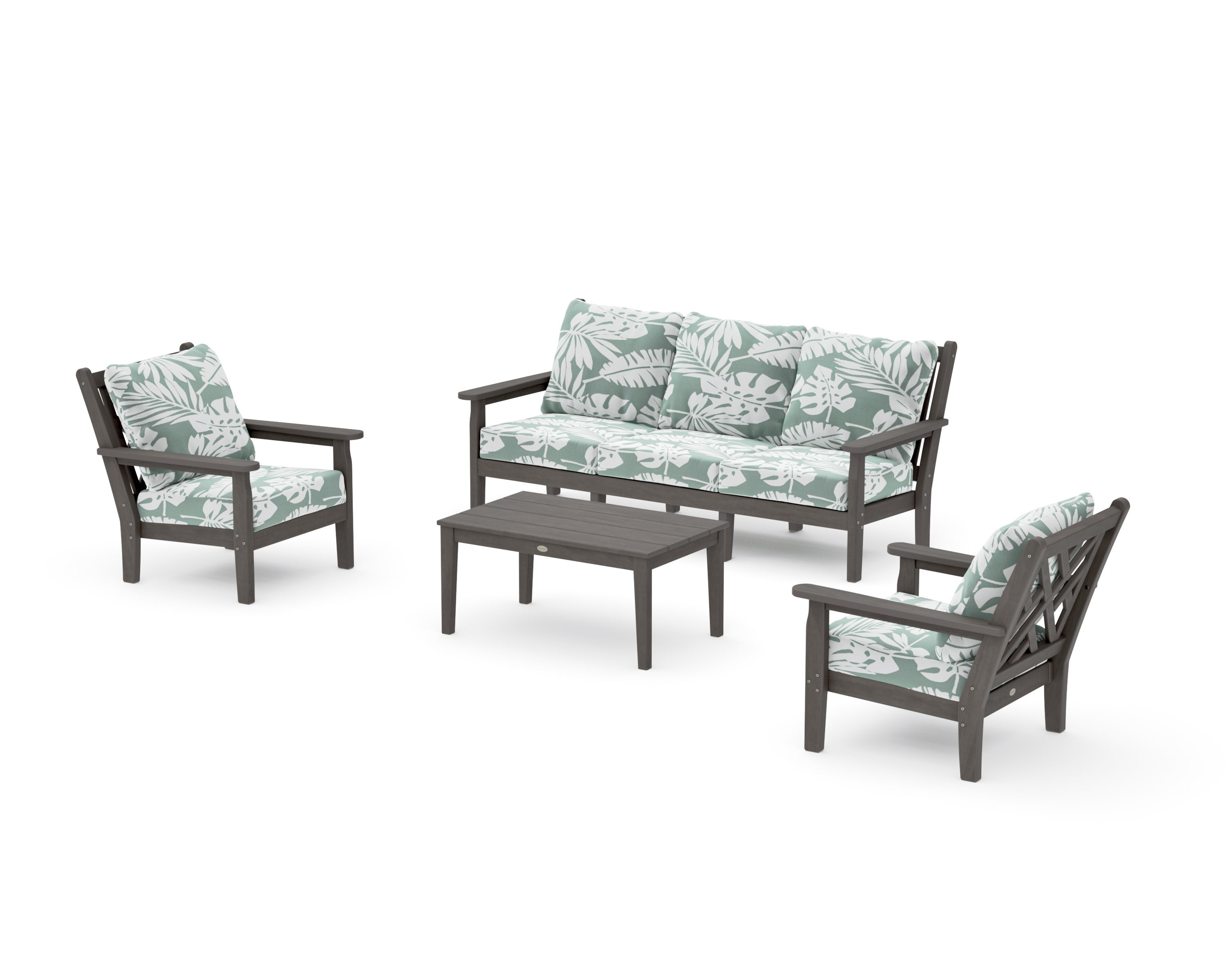 Chippendale 4-Piece Deep Seating Set with Sofa in Driftwood / Leaf Glacier Spa