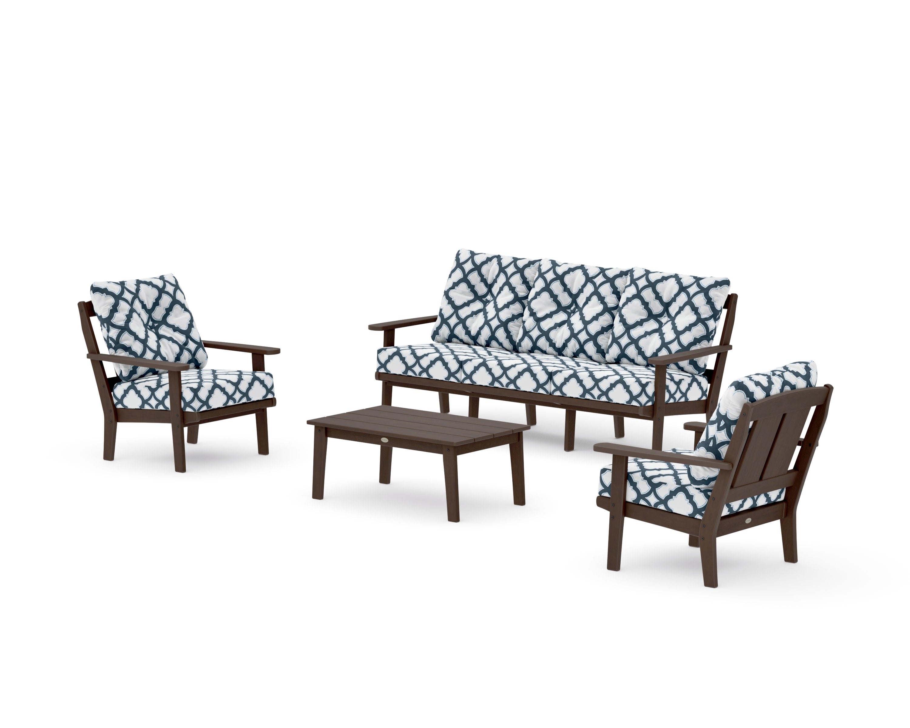 Mission 4-Piece Deep Seating Set with Sofa in Kona / Trellis Marine Indigo