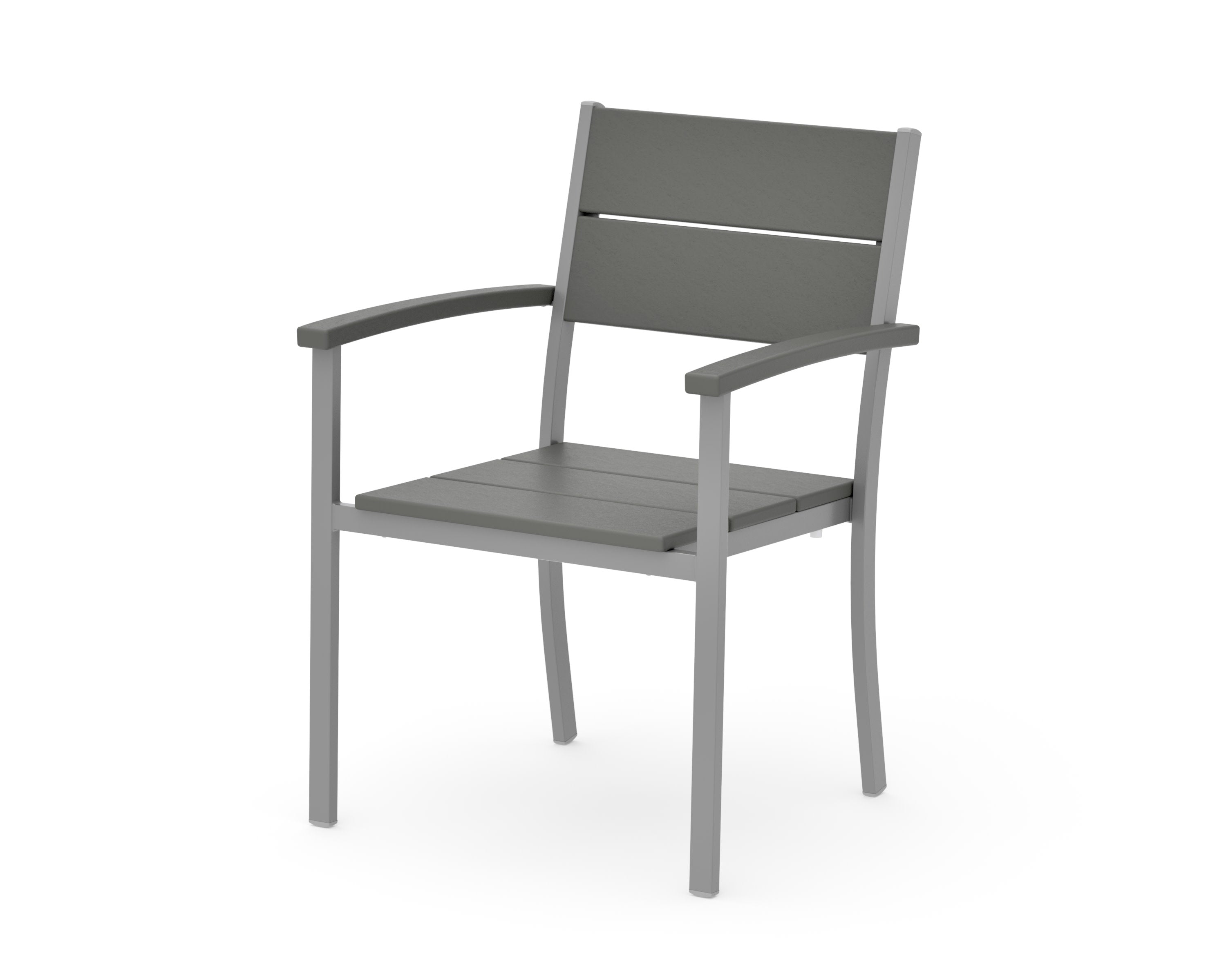 Main Street Stacking Dining Arm Chair in Silver / Slate Grey