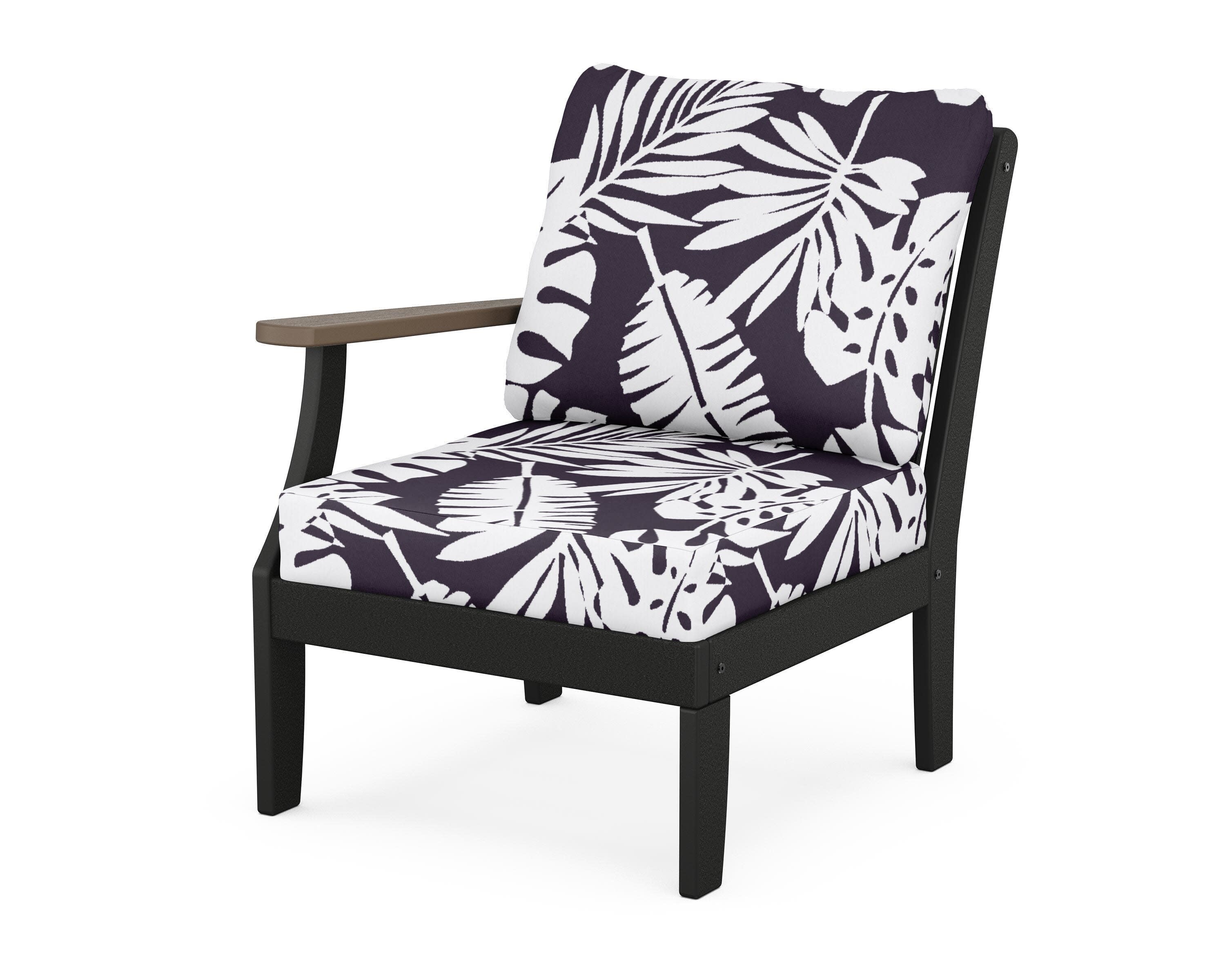 Braxton Modular Left Arm Chair in Black / Kona / Leaf Navy