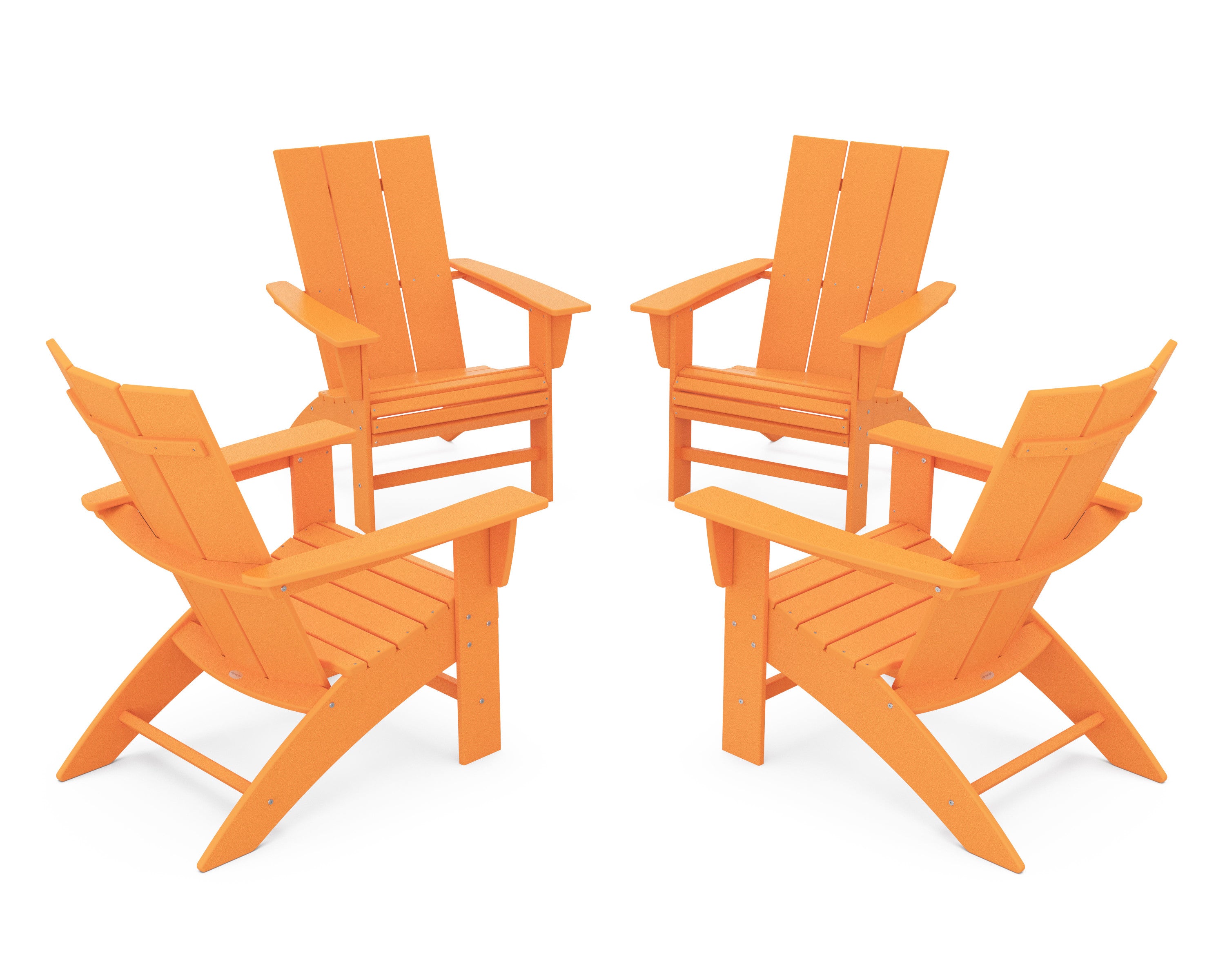 4-Piece Modern Curveback Adirondack Conversation Set in Tangerine