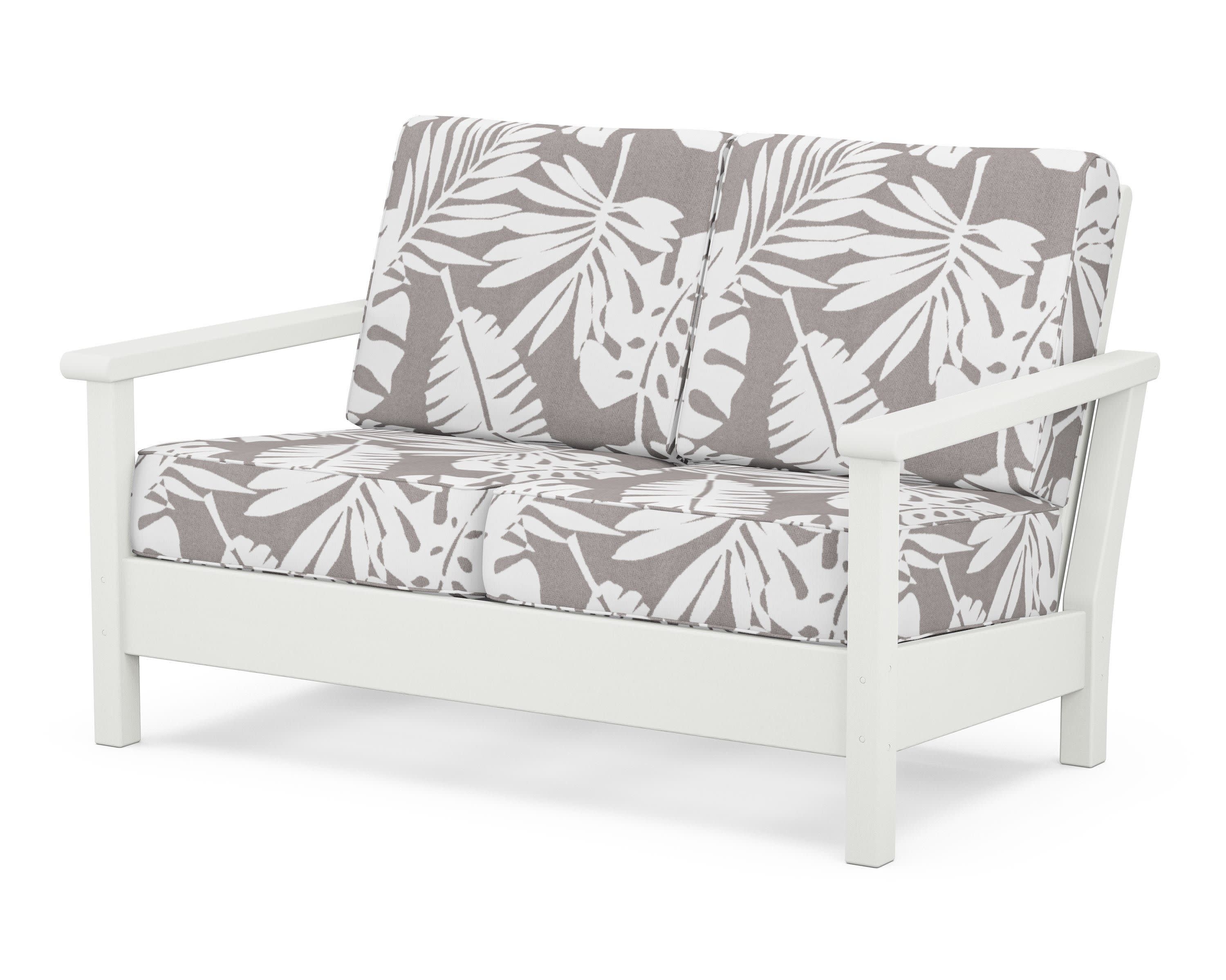Harbour Deep Seating Loveseat in Vintage White / Leaf Grey Mist