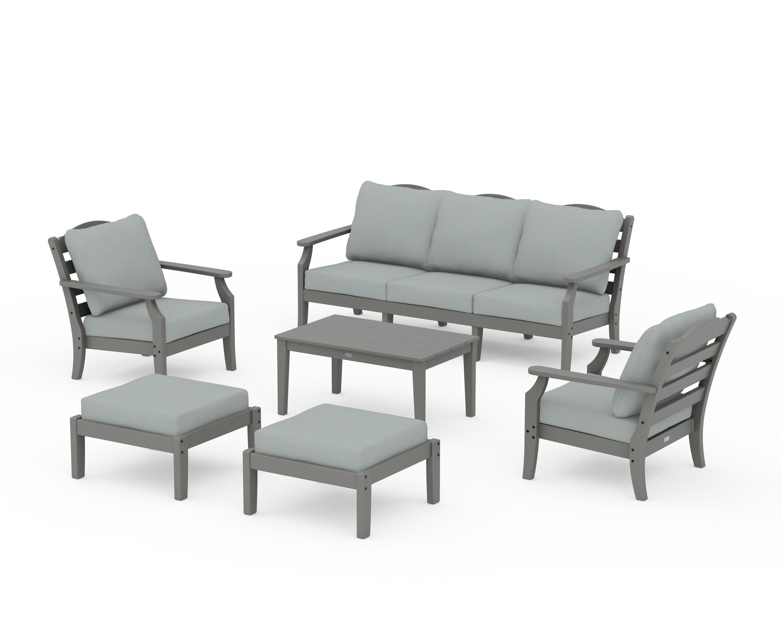 Savannah 6-Piece Lounge Sofa Set in Slate Grey / Spa