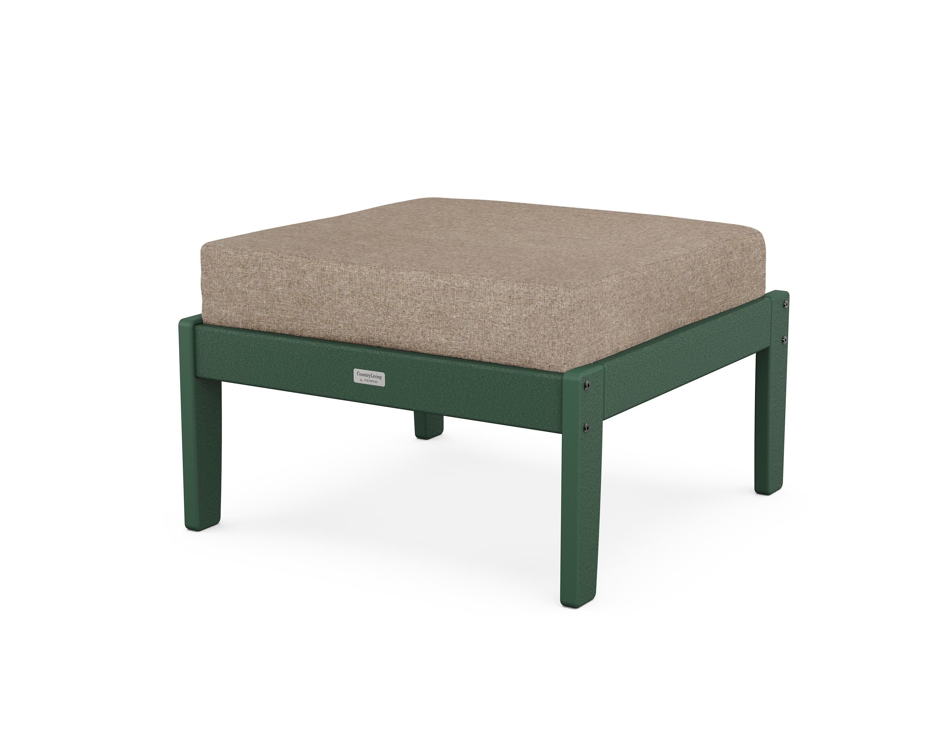 Cottage Deep Seating Ottoman in Green / Spiced Burlap