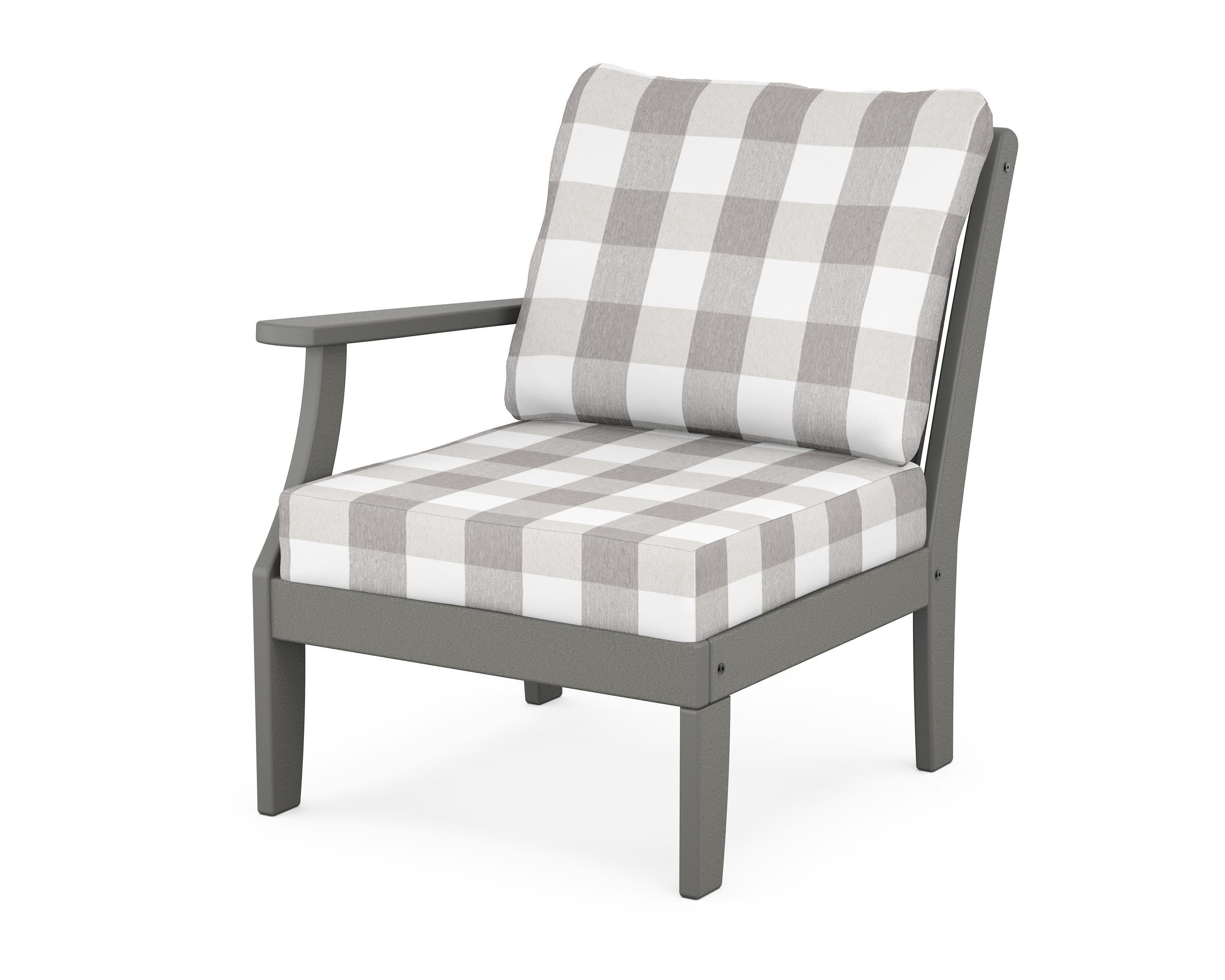 Braxton Modular Left Arm Chair in Slate Grey / Buffalo Plaid Grey Mist
