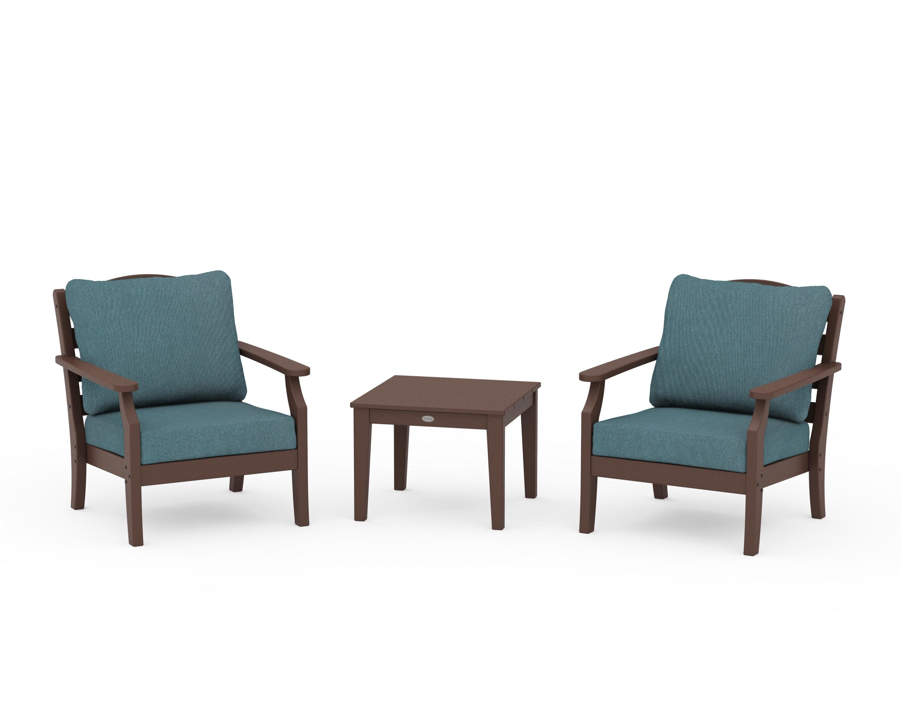 Savannah 3-Piece Deep Seating Set in Mahogany / Ocean Teal