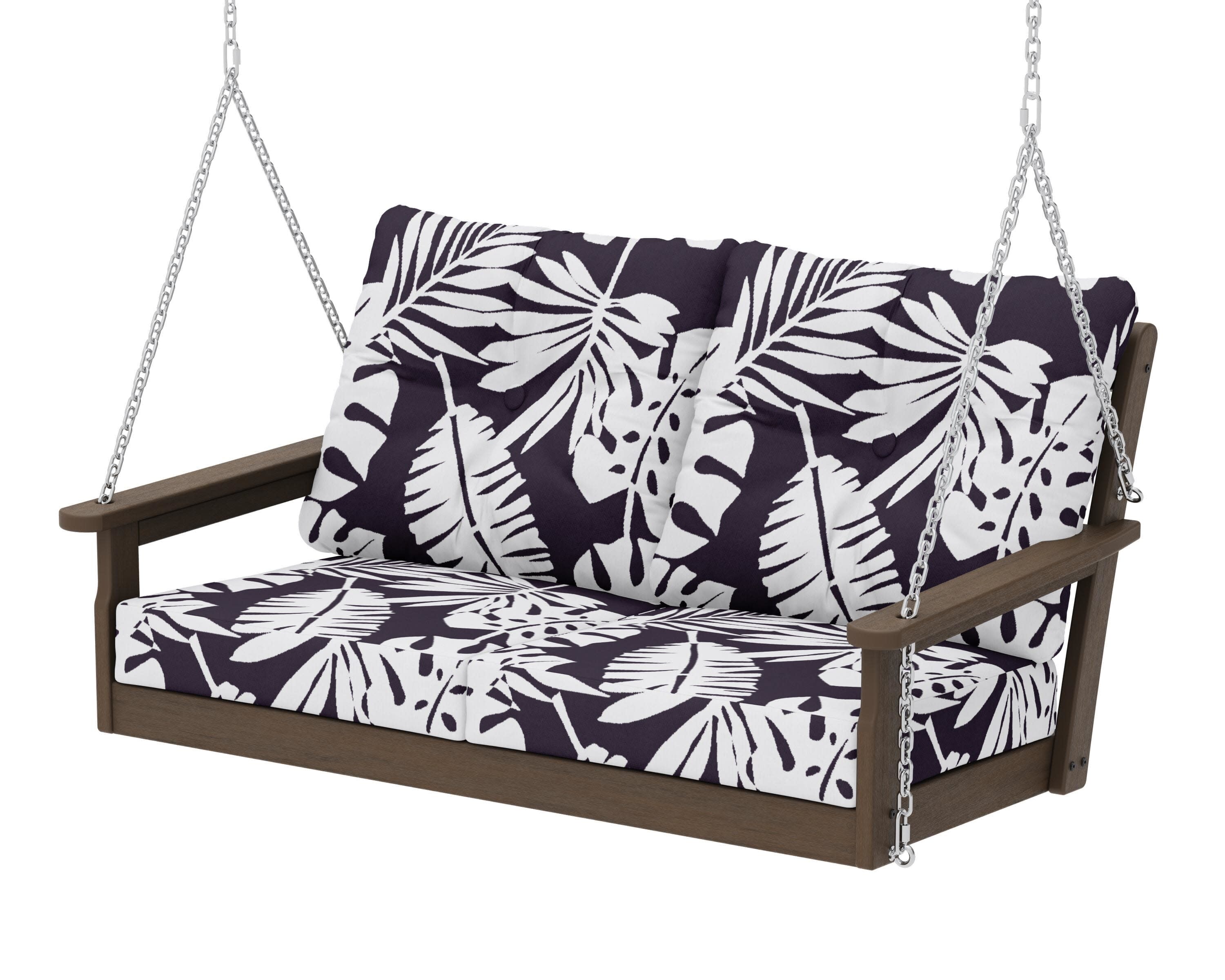 Vineyard Deep Seating Swing in Kona / Leaf Navy
