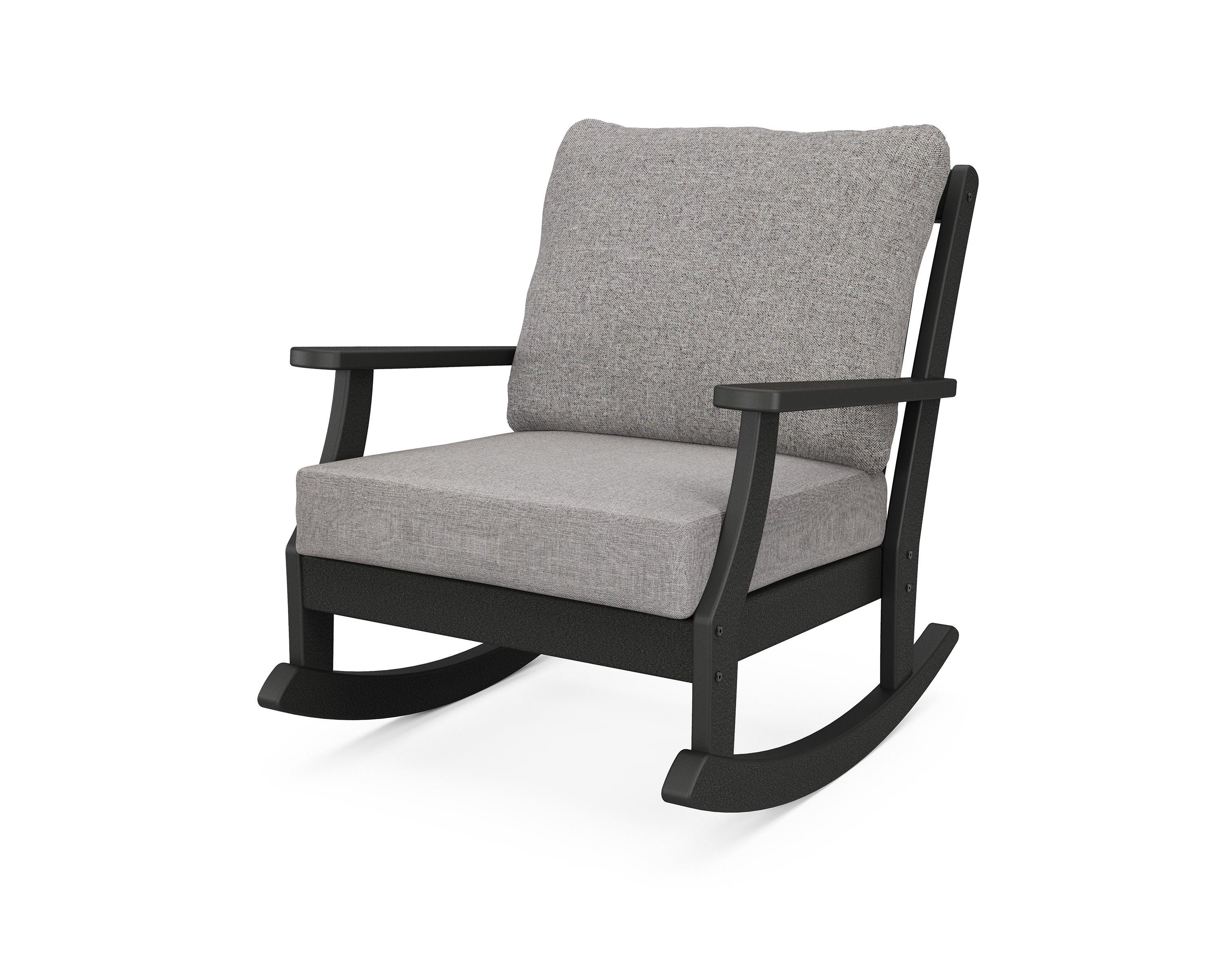 Braxton Deep Seating Rocking Chair in Black / Grey Mist